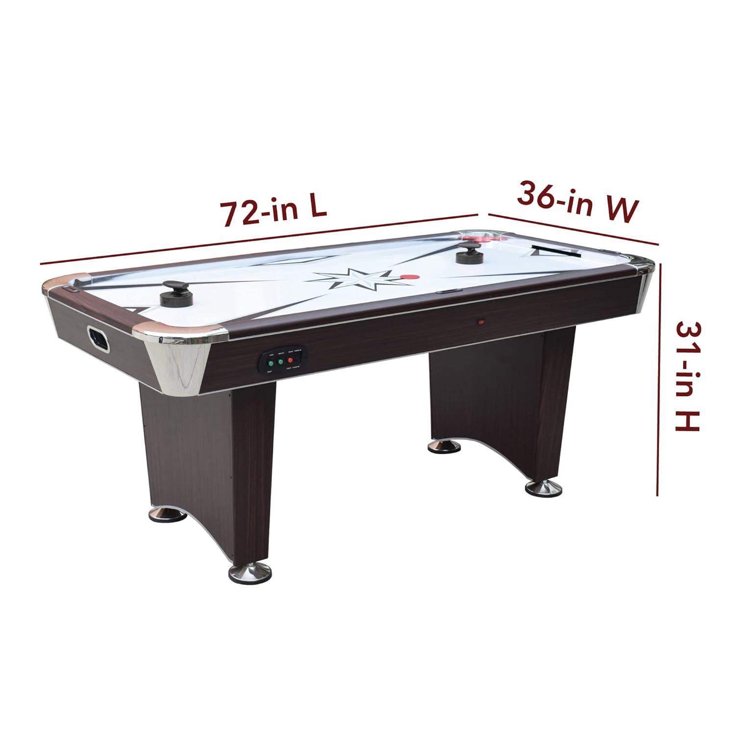 Hathaway Midtown II 6 Ft Air Hockey Table for Family Game Room - With LED Scoring, High-Powered Blower, Pedestal Legs, Strikers & Pucks - Dark Cherry Finish