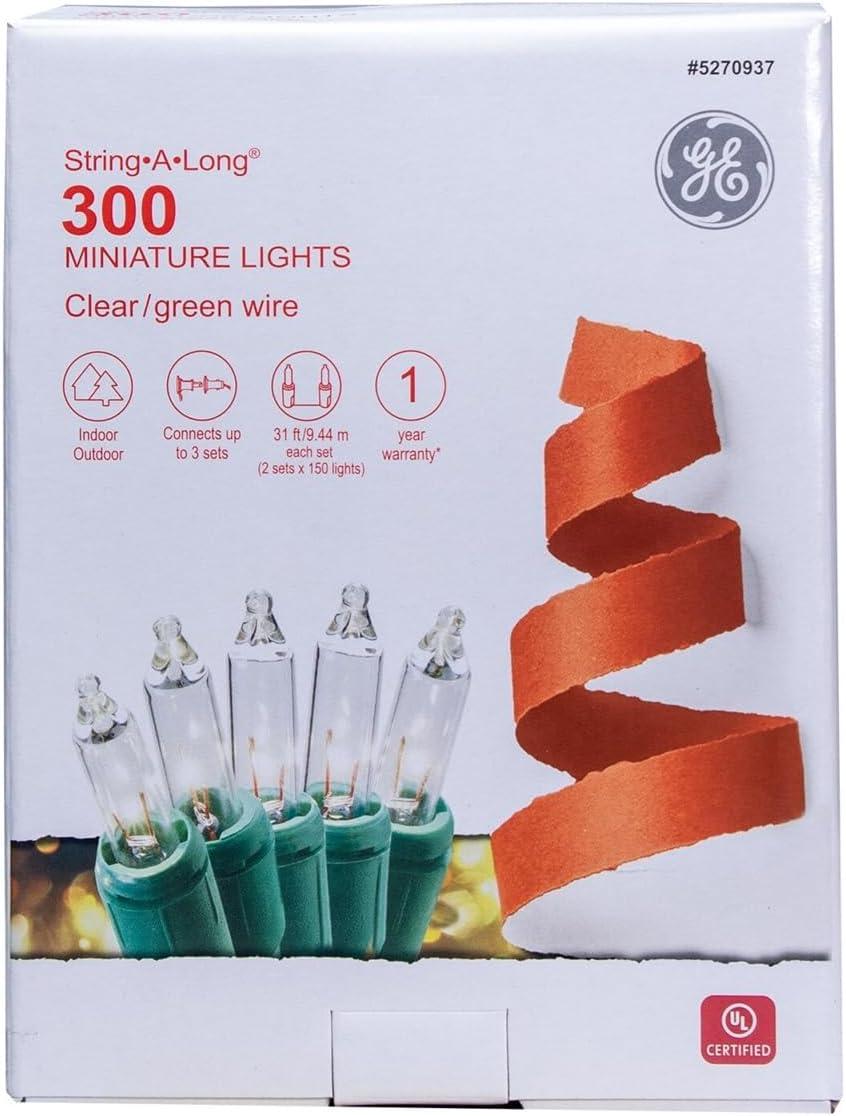 GE String-A-Long 300 Miniature String Lights Incandescent Clear Christmas Lights