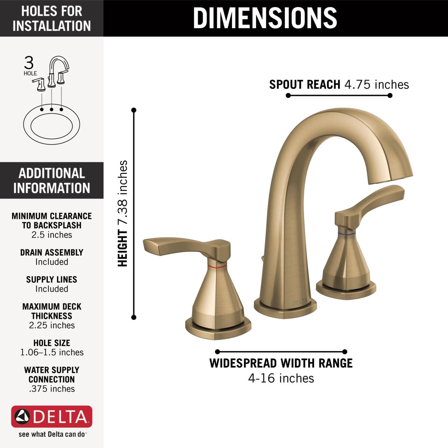 Stryke Widespread Bathroom Faucet with Drain Assembly and DIAMOND™ Seal Technology