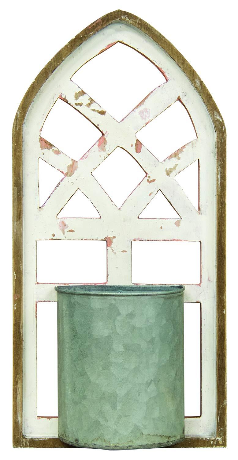 Jardinera Arquitectónica de Pared con Recipiente de Metal Galvanizado, Juego de 2