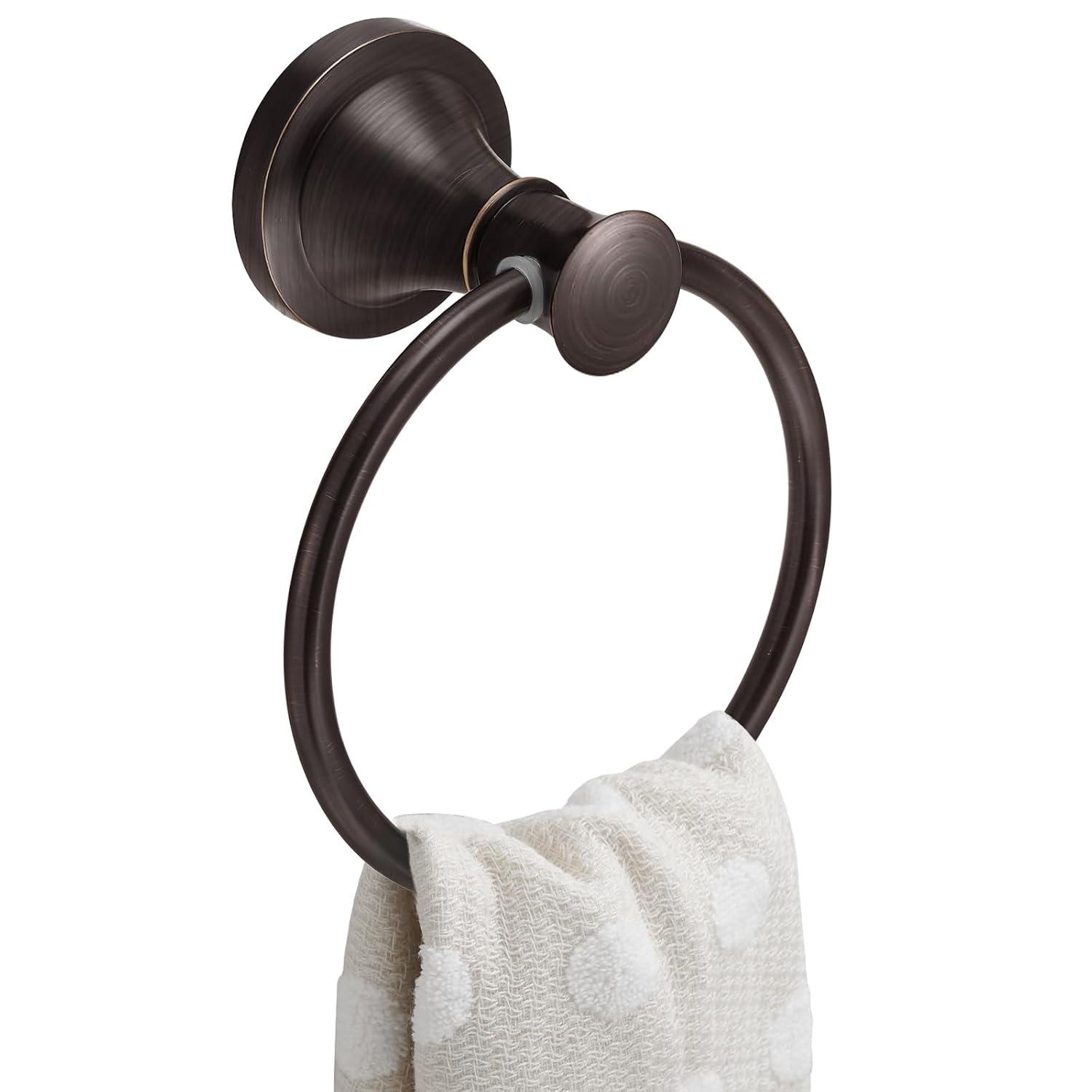 BESy Oil Rubbed Bronze Bathroom Hand Towel Ring Towel Holder, Rustproof Wall Mounted Bathroom Hardware Accessory SUS 304 Stainless Steel Towel Rack