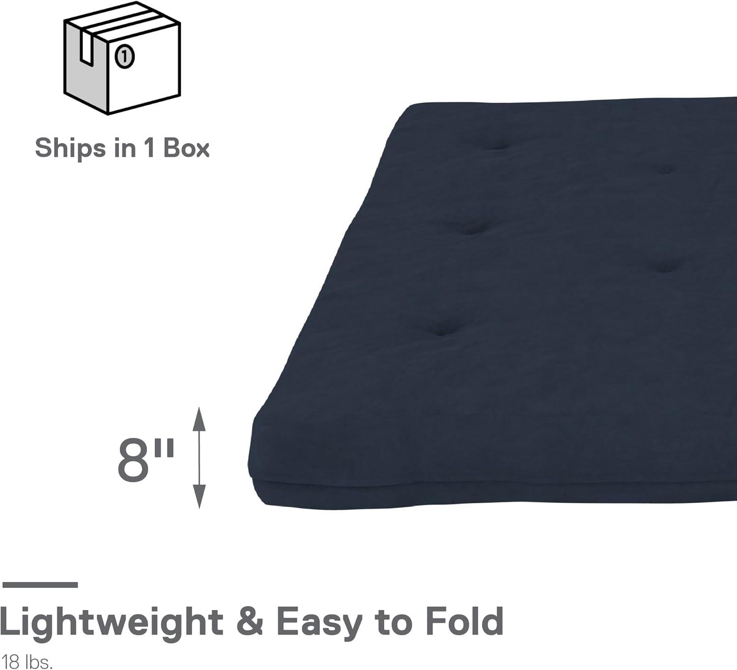 Full Blue Polyester Fill Futon Mattress with Microfiber Cover