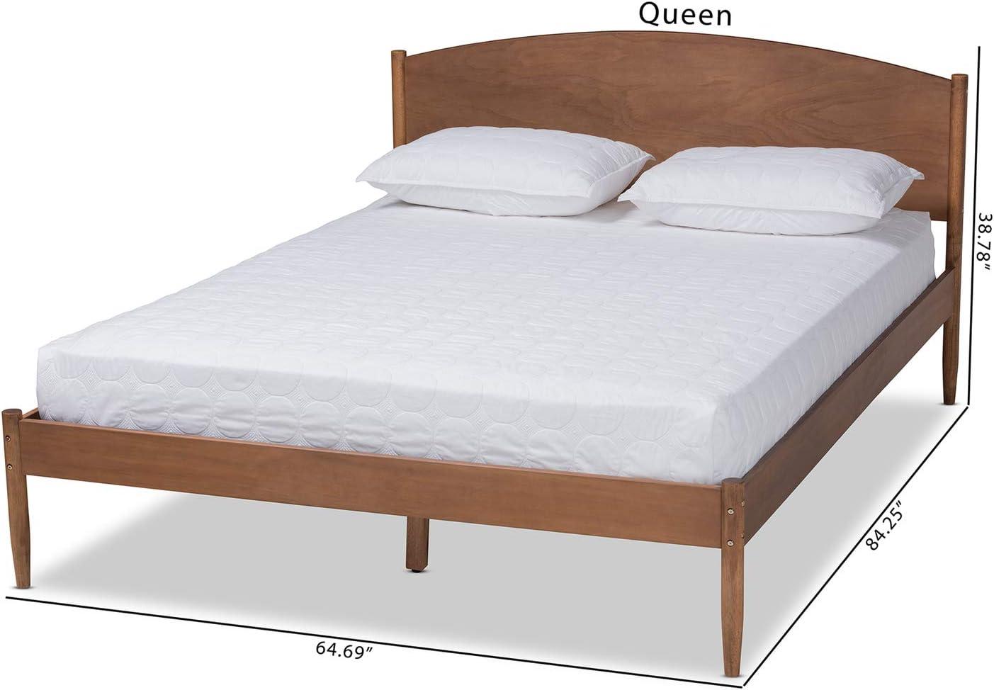 Baxton Studio Leanora Mid-Century Modern Ash Wanut Finished Full Size Wood Platform Bed