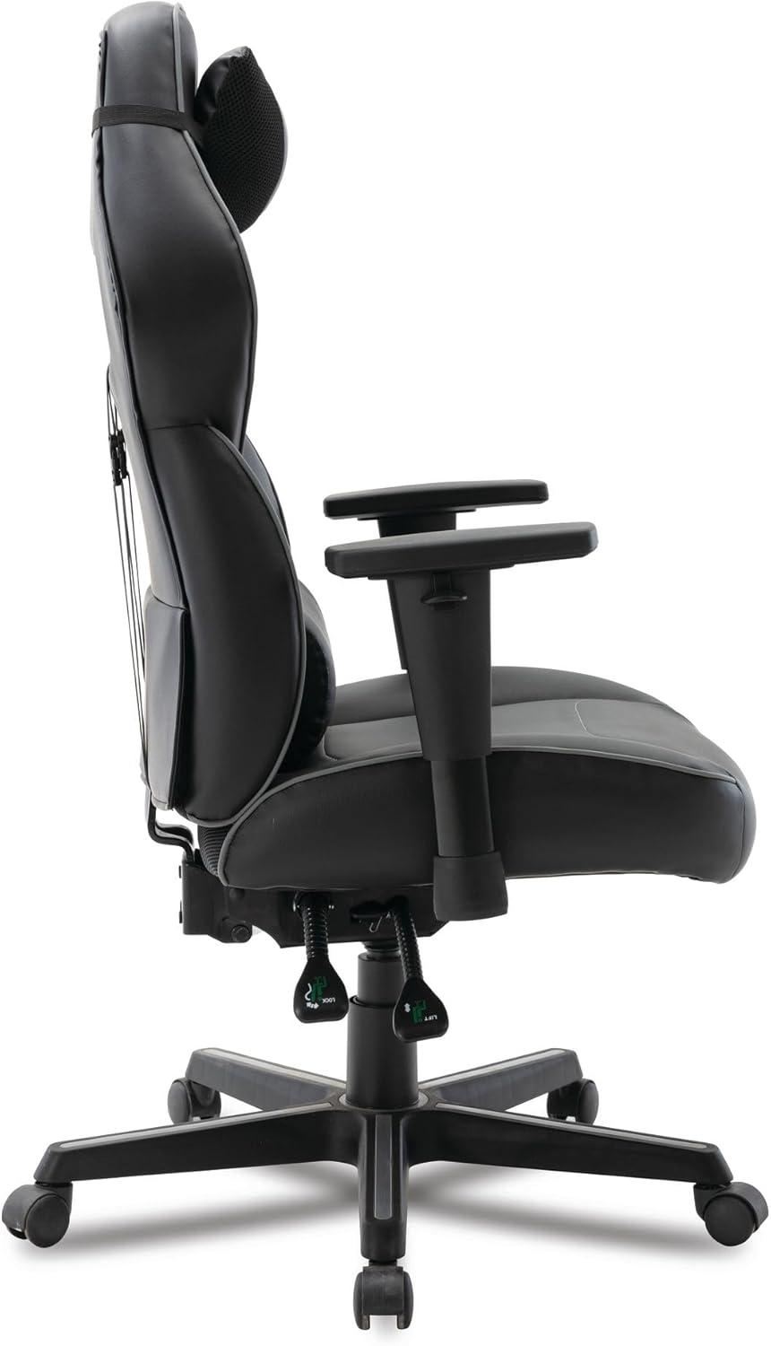 Alera Racing Style Ergonomic Gaming Chair, Supports 275 lb, 15.91" to 19.8" Seat Height, Black/Gray Trim Seat/Back, Black/Gray Base