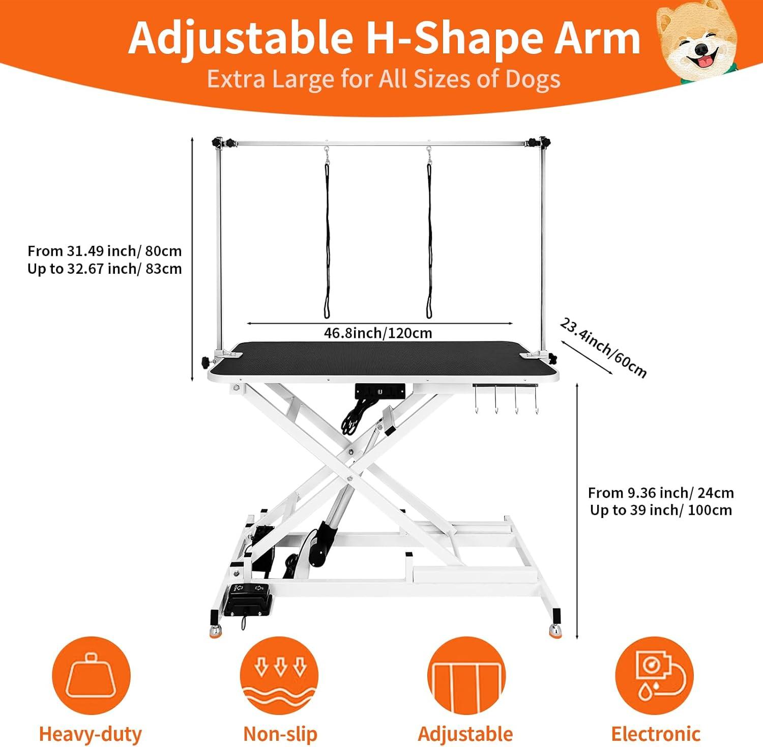 White Heavy Duty Electric Hydraulic Pet Grooming Table with Adjustable Height