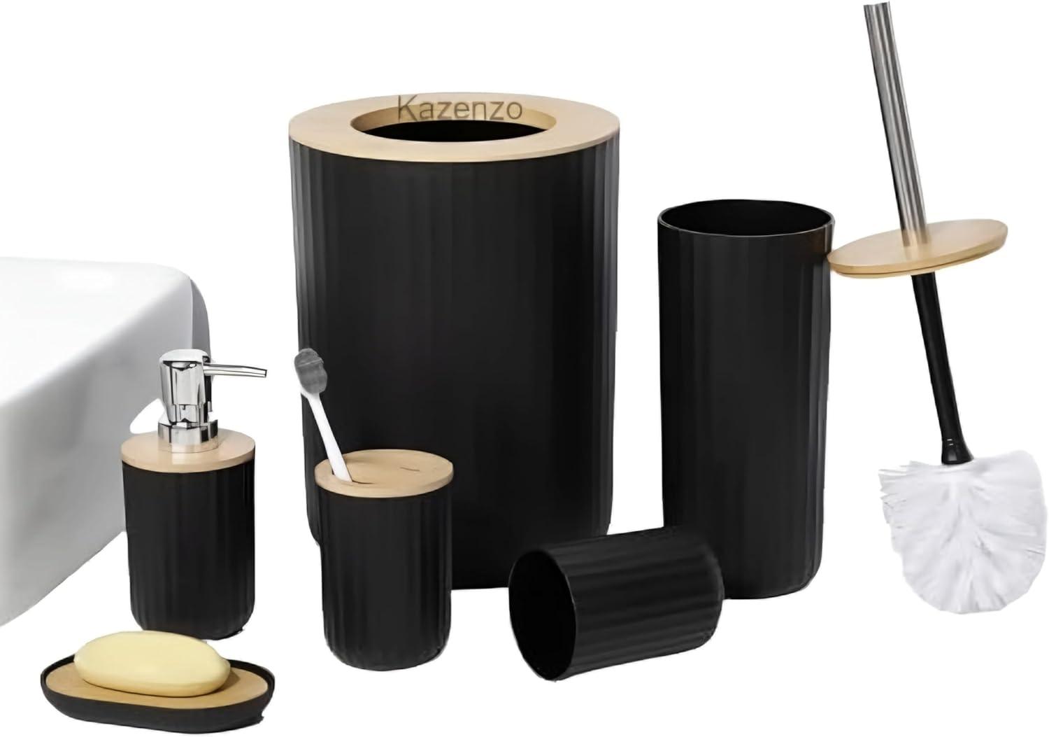 Home-Complete 6-Piece Complete Bathroom Accessories Set (Black)