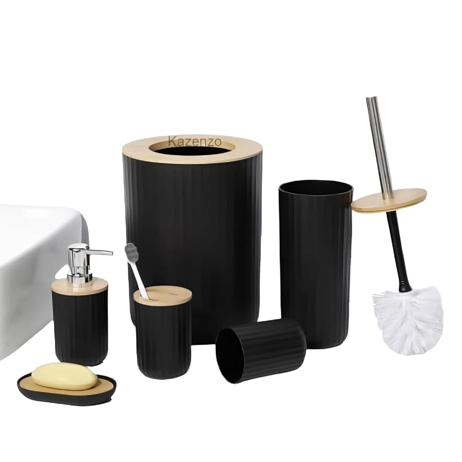 Home-Complete 6-Piece Complete Bathroom Accessories Set (Black)