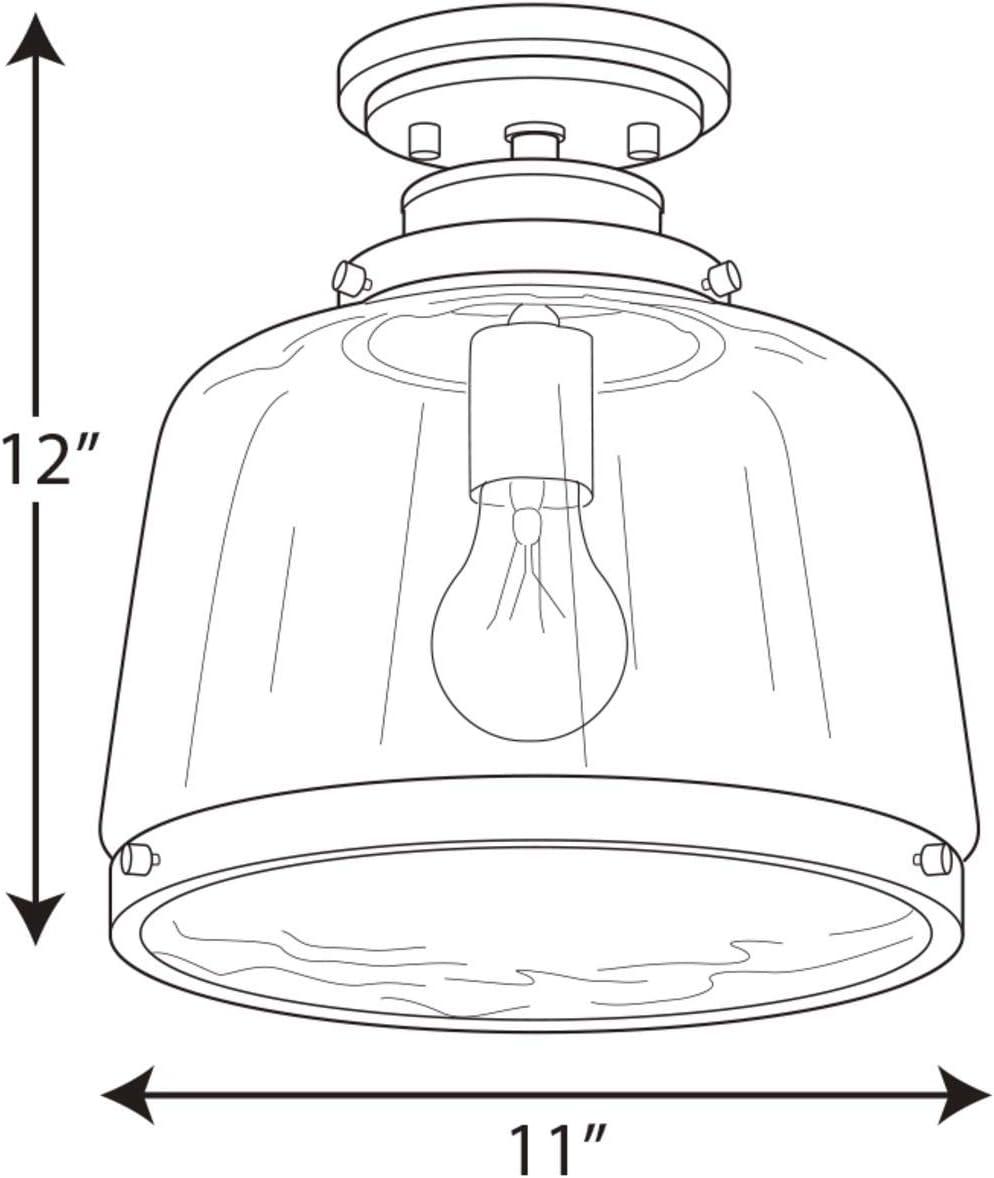 Progress Lighting, Judson Collection, 1-Light Flush Mount, Antique Bronze, Clear Schoolhouse Globe