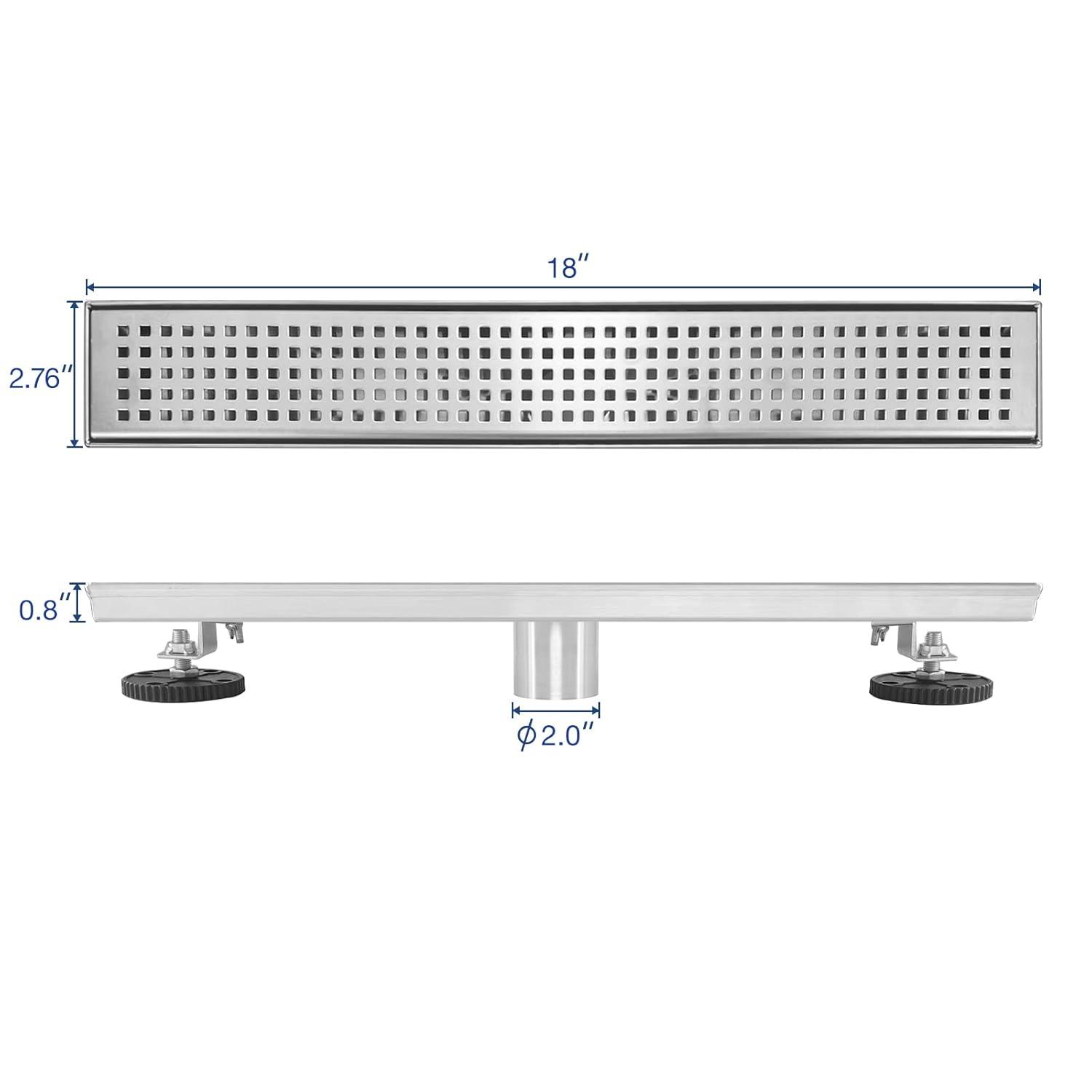 Neodrain 12-Inch Linear Shower Drain with Removable Grate, Professional Brushed 304 Stainless Steel Rectangle Shower Floor Drain Manufacturer, Linear Drain with Hair Strainer 12 IN Stainless