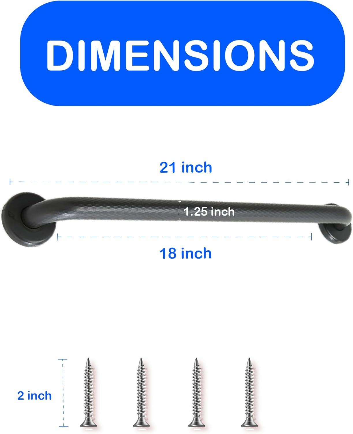 18” Shower Handle Smooth Grip | 304 Stainless Steel Bathroom Grab Bars For Seniors | Handicap Grab Bars Oil Rubbed Bronze | ADA Shower Bars Safety For Elderly | Grab Bars For Bathtubs And Showers