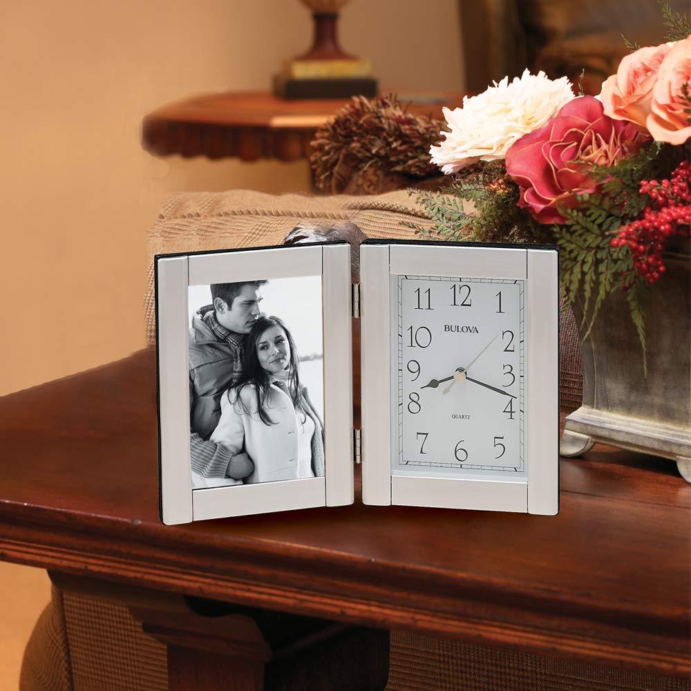 Bulova Clocks Forte II Brushed Aluminum Picture Frame Clock