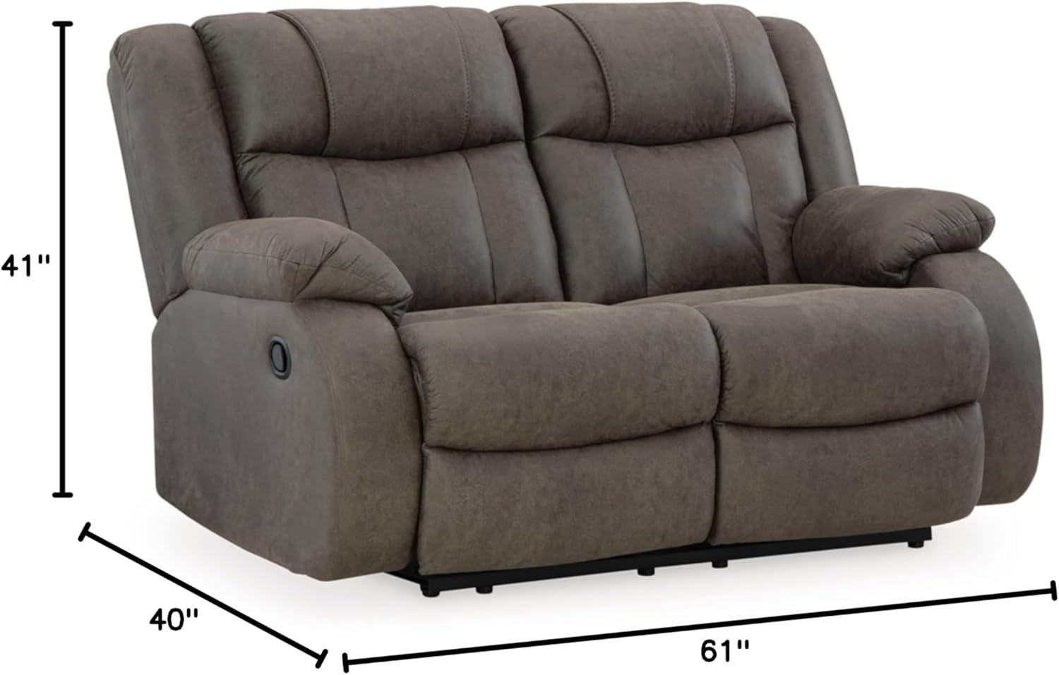 Gunmetal Faux Leather Manual Reclining Loveseat with Pillow-top Arms