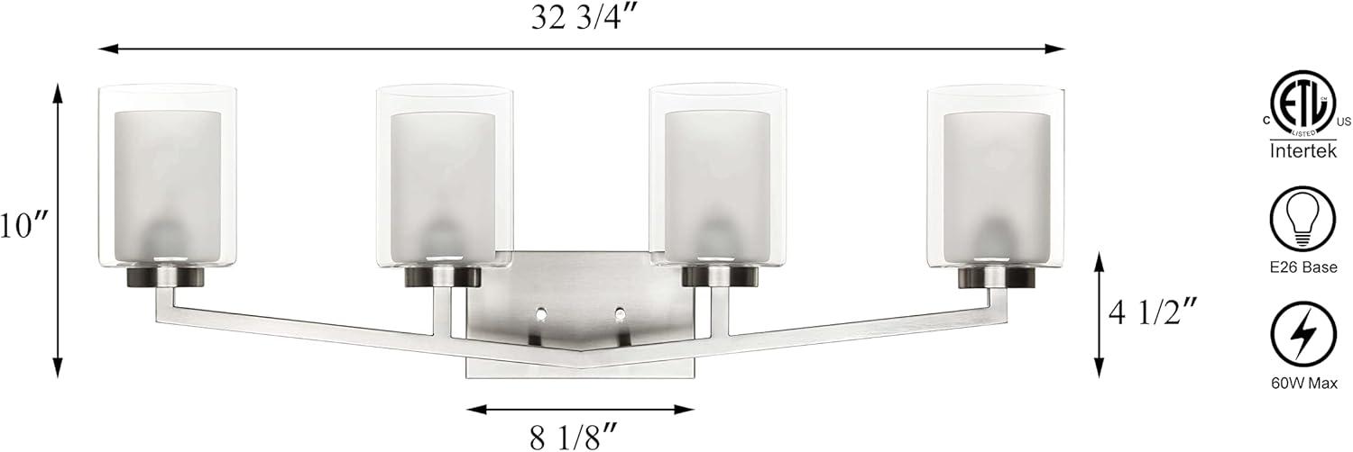 Brushed Nickel 4-Light Modern Dimmable Vanity Fixture