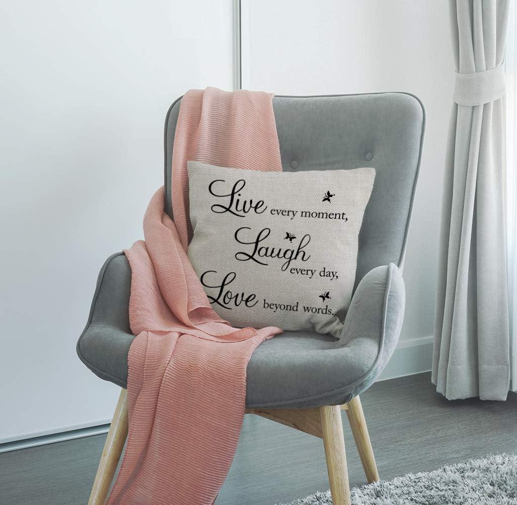 Live Laugh Love Quote Cotton Linen Throw Pillow Cover