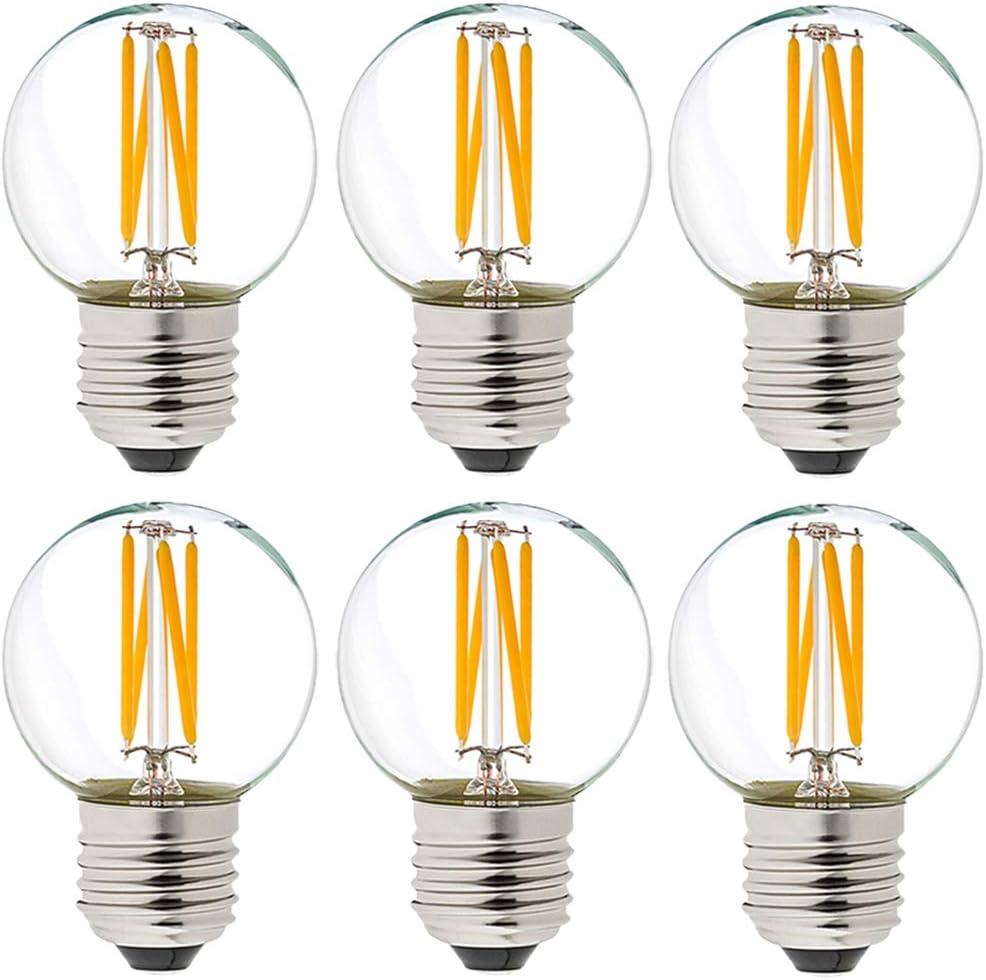 LiteHistory Dimmable g16.5 led Bulb 40W g16 1/2 led Edison Bulb 2700K 4W e26 Globe Light Bulbs for Ceiling Fan,Chandelier,Vanity Light Bulb AC120V 400lm 6Pack