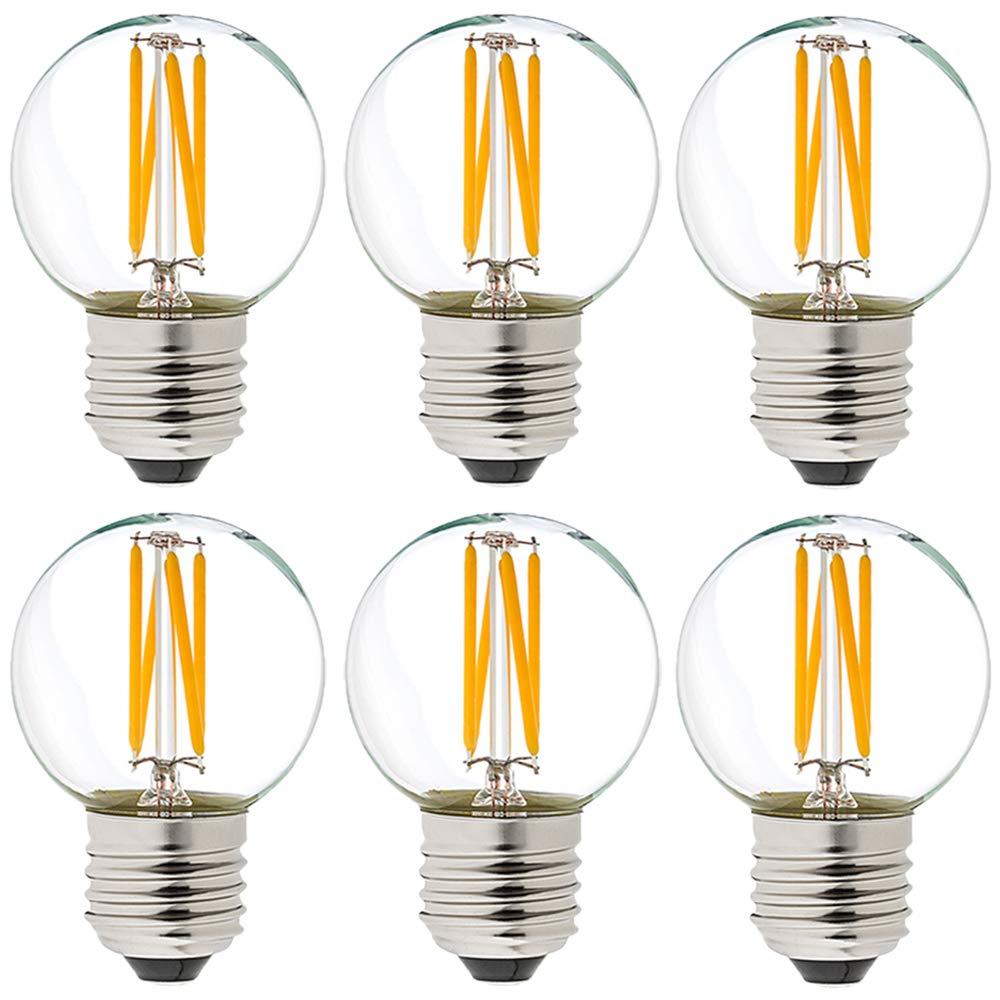 LiteHistory Dimmable g16.5 led Bulb 40W g16 1/2 led Edison Bulb 2700K 4W e26 Globe Light Bulbs for Ceiling Fan,Chandelier,Vanity Light Bulb AC120V 400lm 6Pack