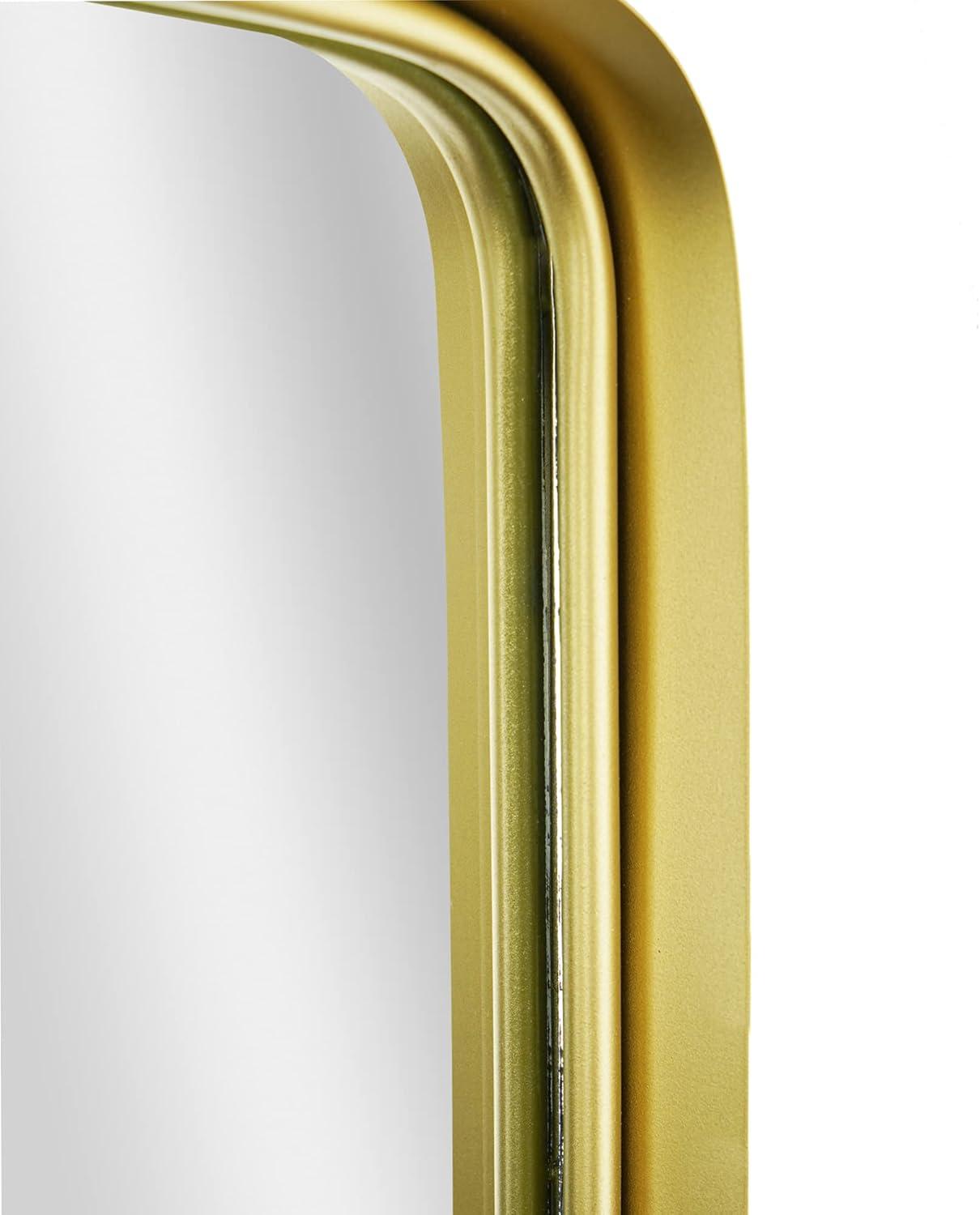 Thin Gold Raised Lip Metal Framed Rectangle Mirror