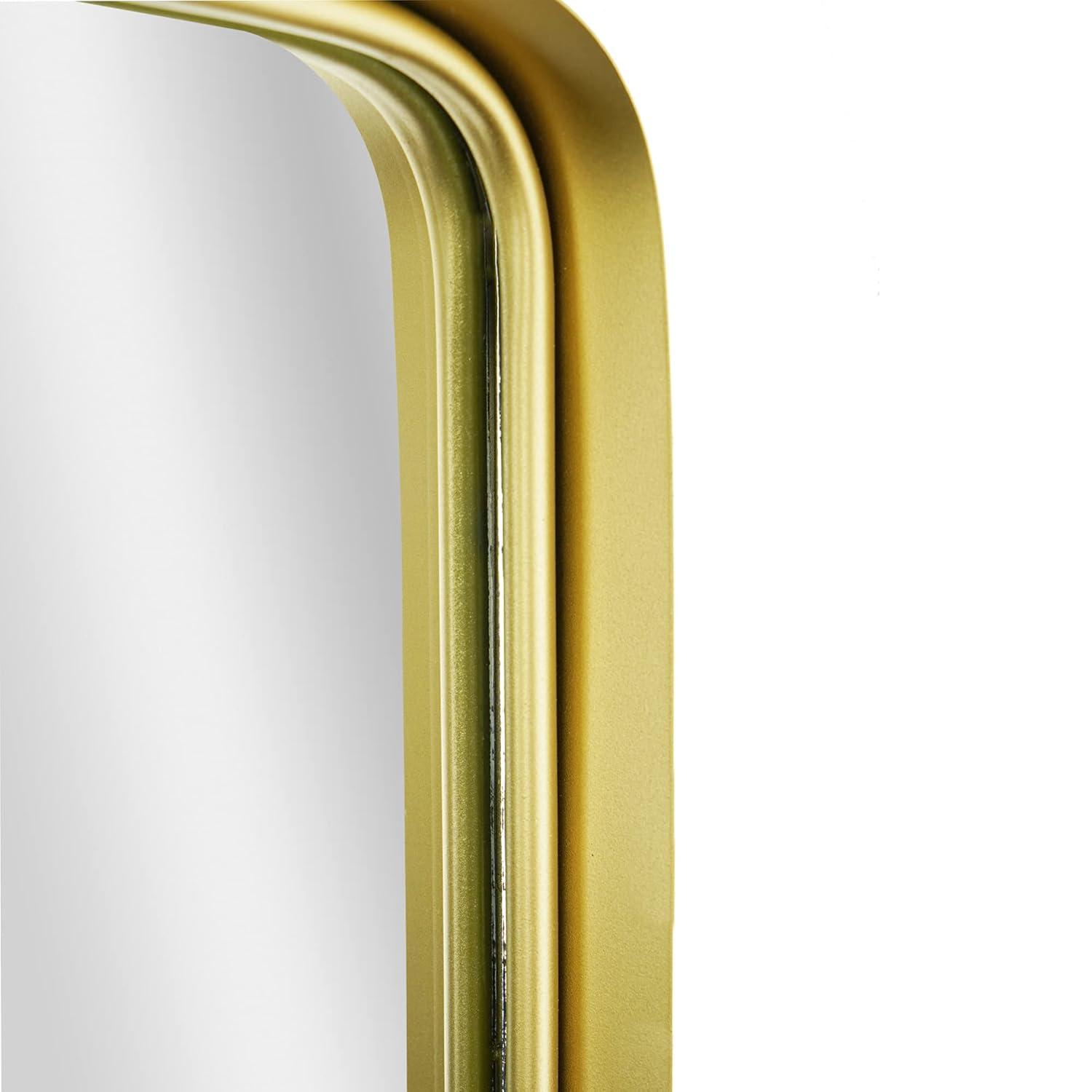 Thin Gold Raised Lip Metal Framed Rectangle Mirror