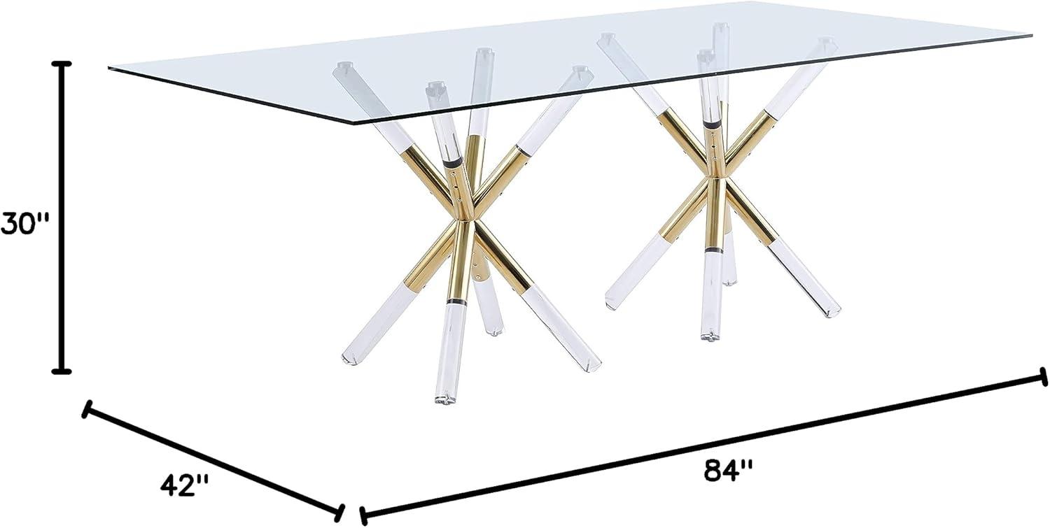 Meridian Furniture Mercury Rectangular Tempered Glass Top Dining Table