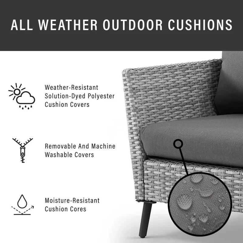 2pc Richland Outdoor Patio Loveseat and Coffee Table Set - Gray - Crosley