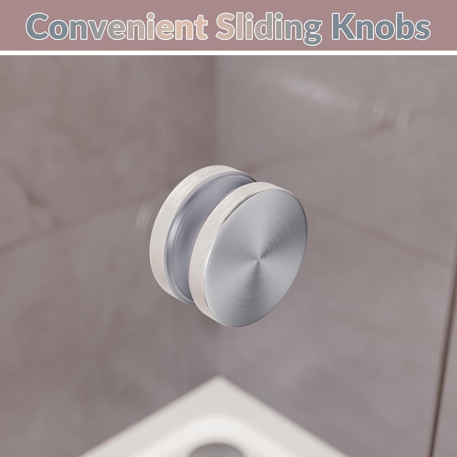 Elegant  Semi-Frameless Double Sliding Shower Doors in Brushed Nickel Finish Various Sizes Shower Enclosure 54''W x 72''H