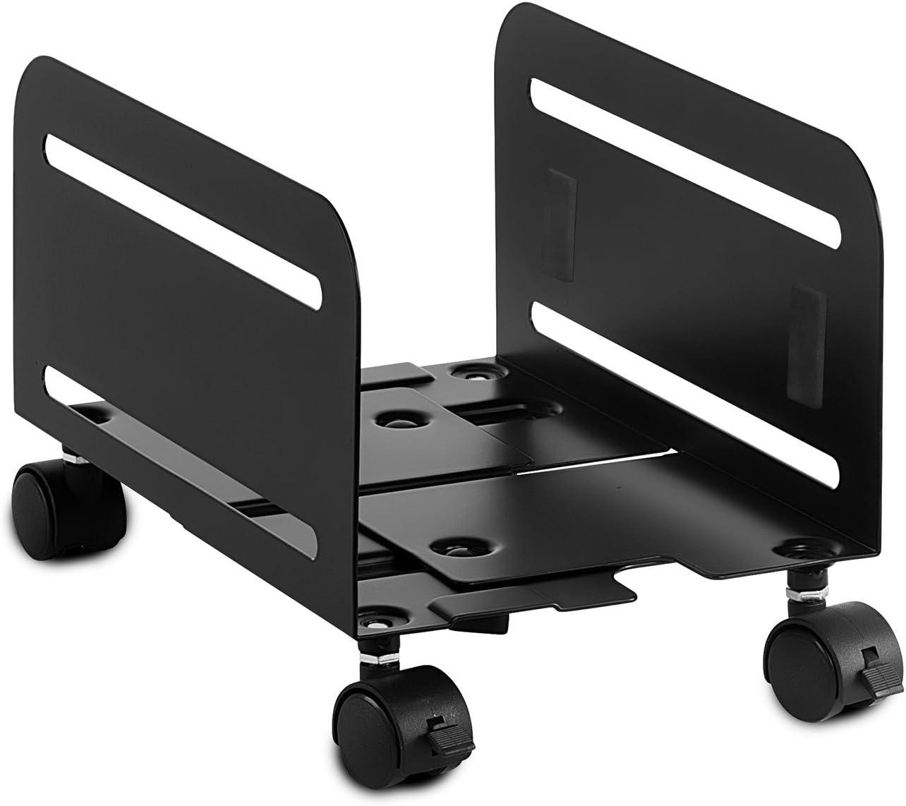 Mount-It! Rolling CPU Stand with Wheels | Heavy Duty Desktop Computer Tower Cart with Ventilation and Adjustable Width from 4.87 to 8.5 Inches | Steel