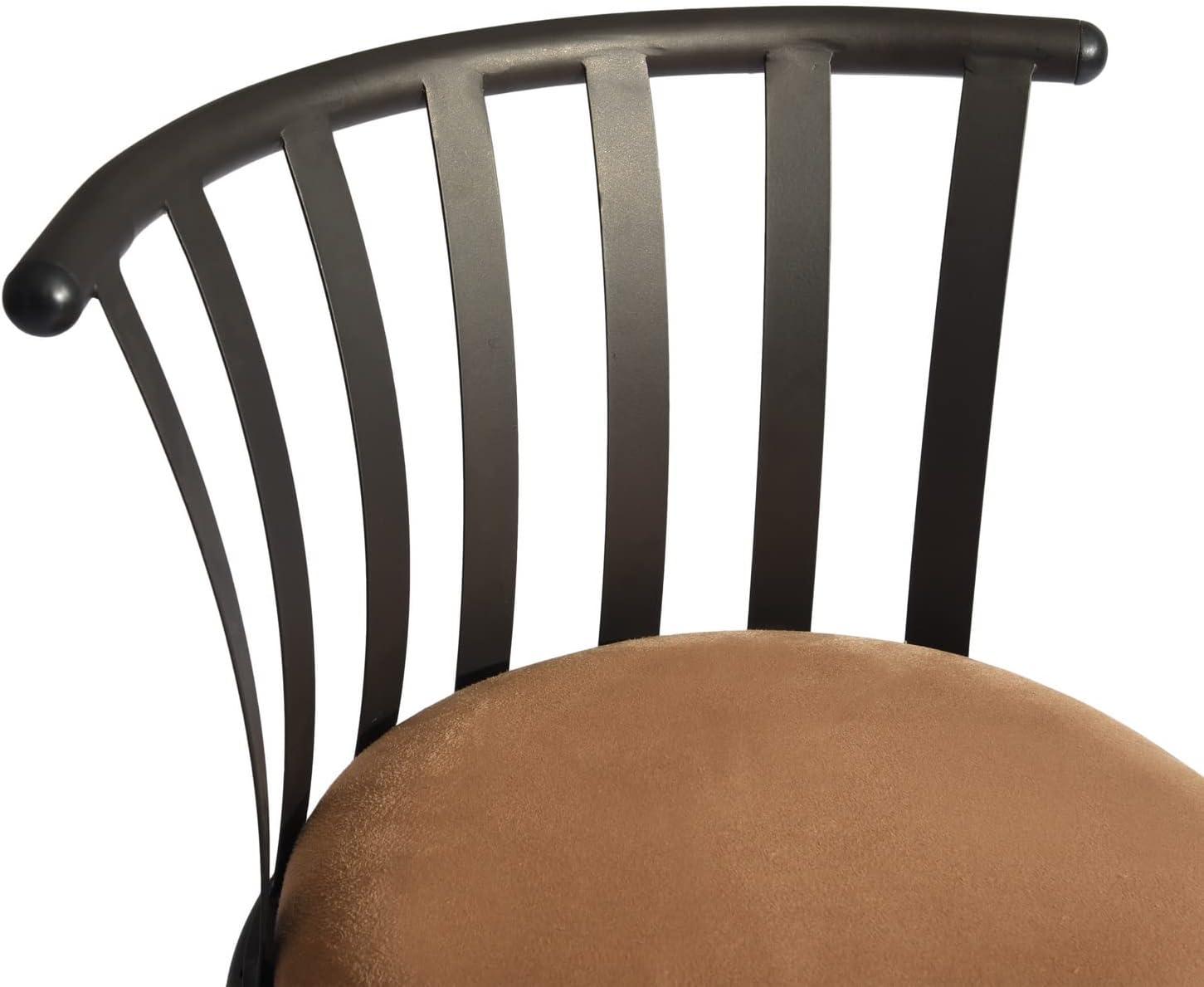 Camel Brown Metal Swivel Bar Stool with Microsuede Seat