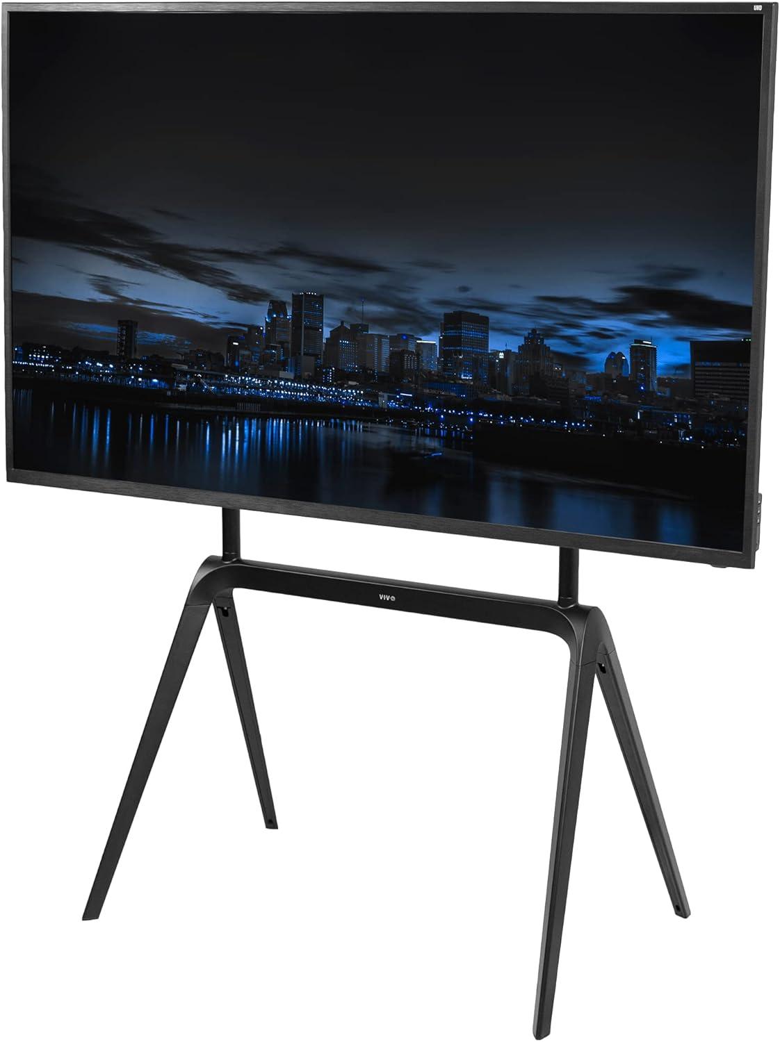 Black Adjustable Steel Easel TV Stand for 65 to 86 Inch Screens