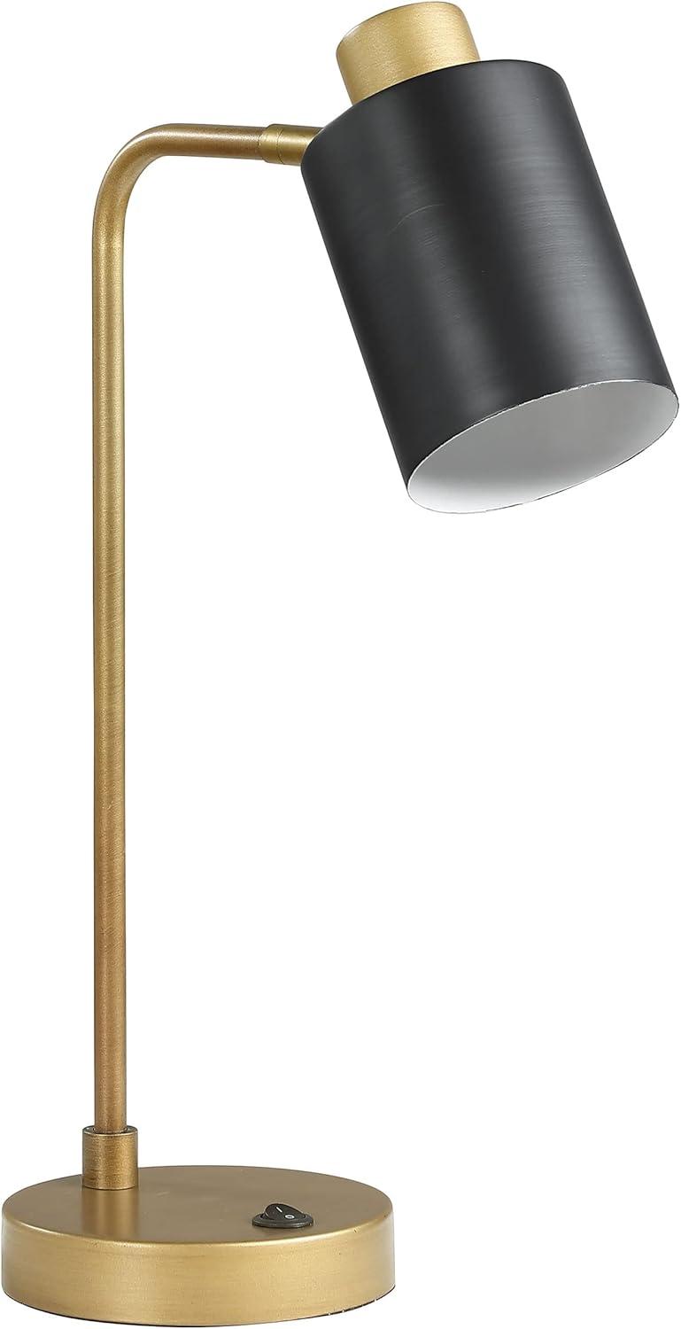 Cherise Adjustable Shade Table Lamp Antique Brass and Matte Black