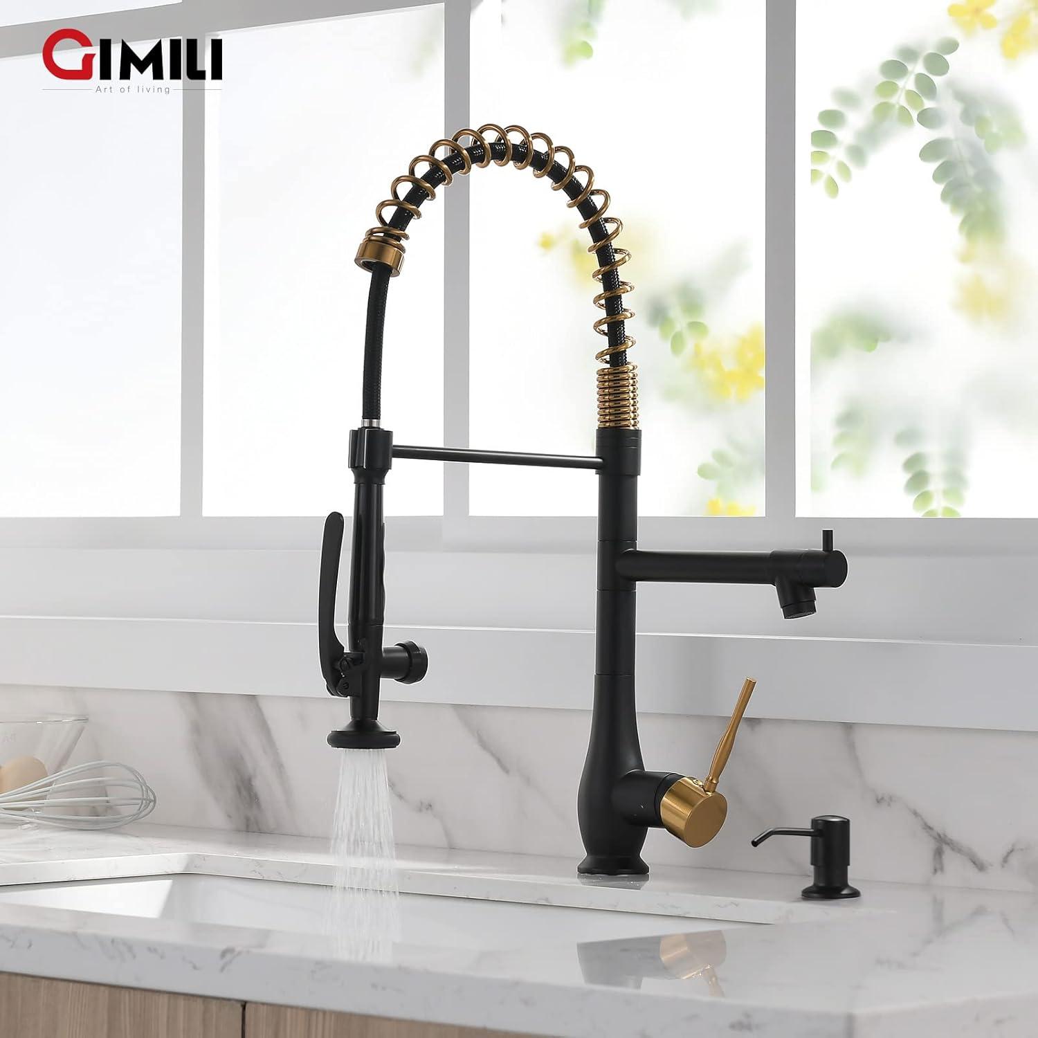 Kitchen Faucet with Pull Down Sprayer,Single Handle Lever Spring Kitchen Sink Faucet