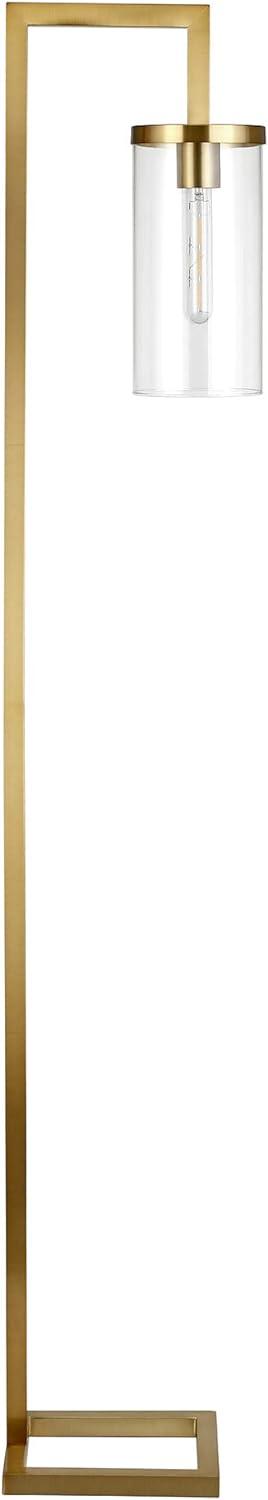 Evelyn&Zoe Malva 67.75" Tall Floor Lamp with Glass shade in Brass/Clear