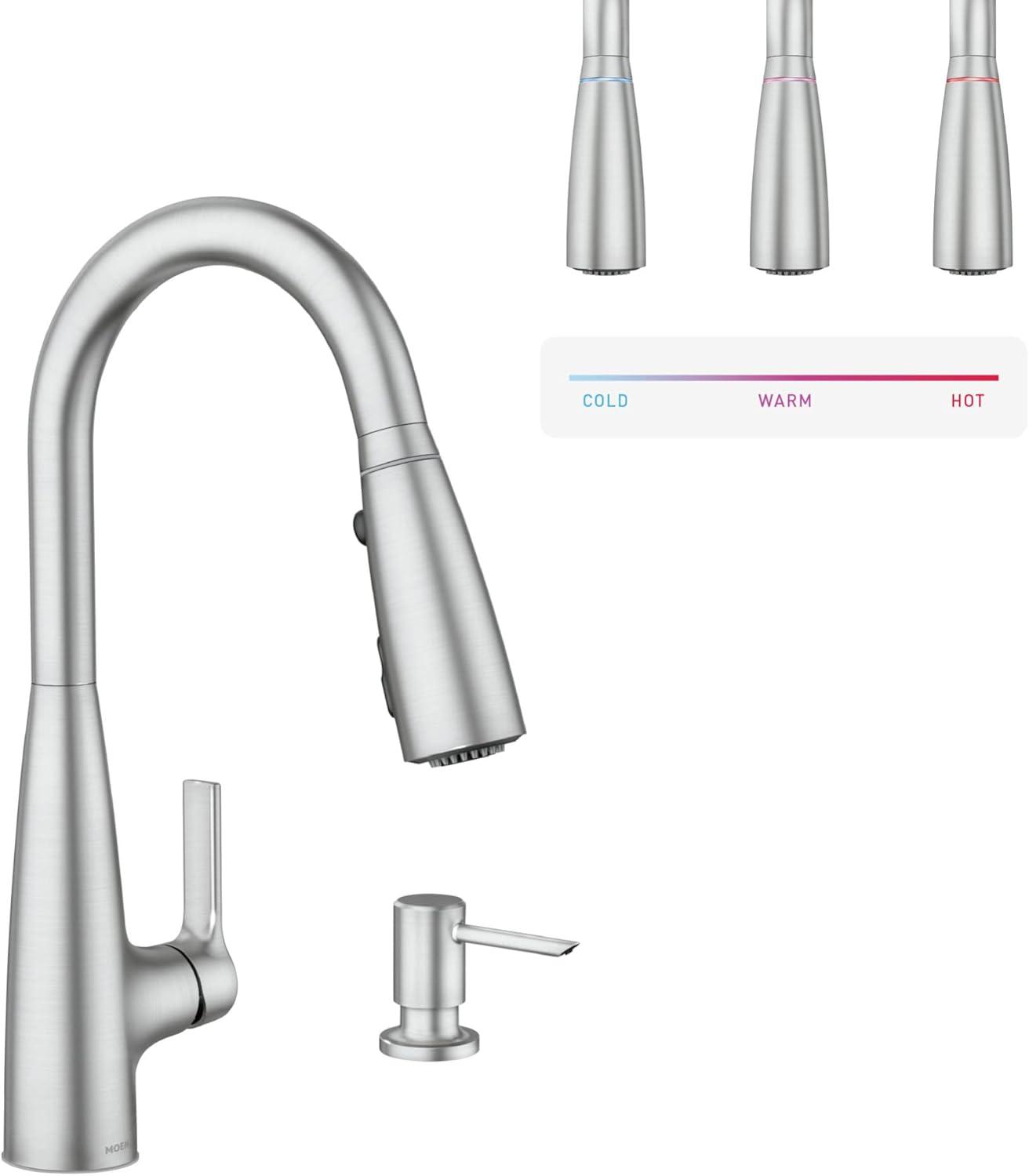 Moen Haelyn Single-Handle Pull-Down Sprayer Kitchen Faucet with ColorCue™ Temperature Indicator in Spot Resist Stainless