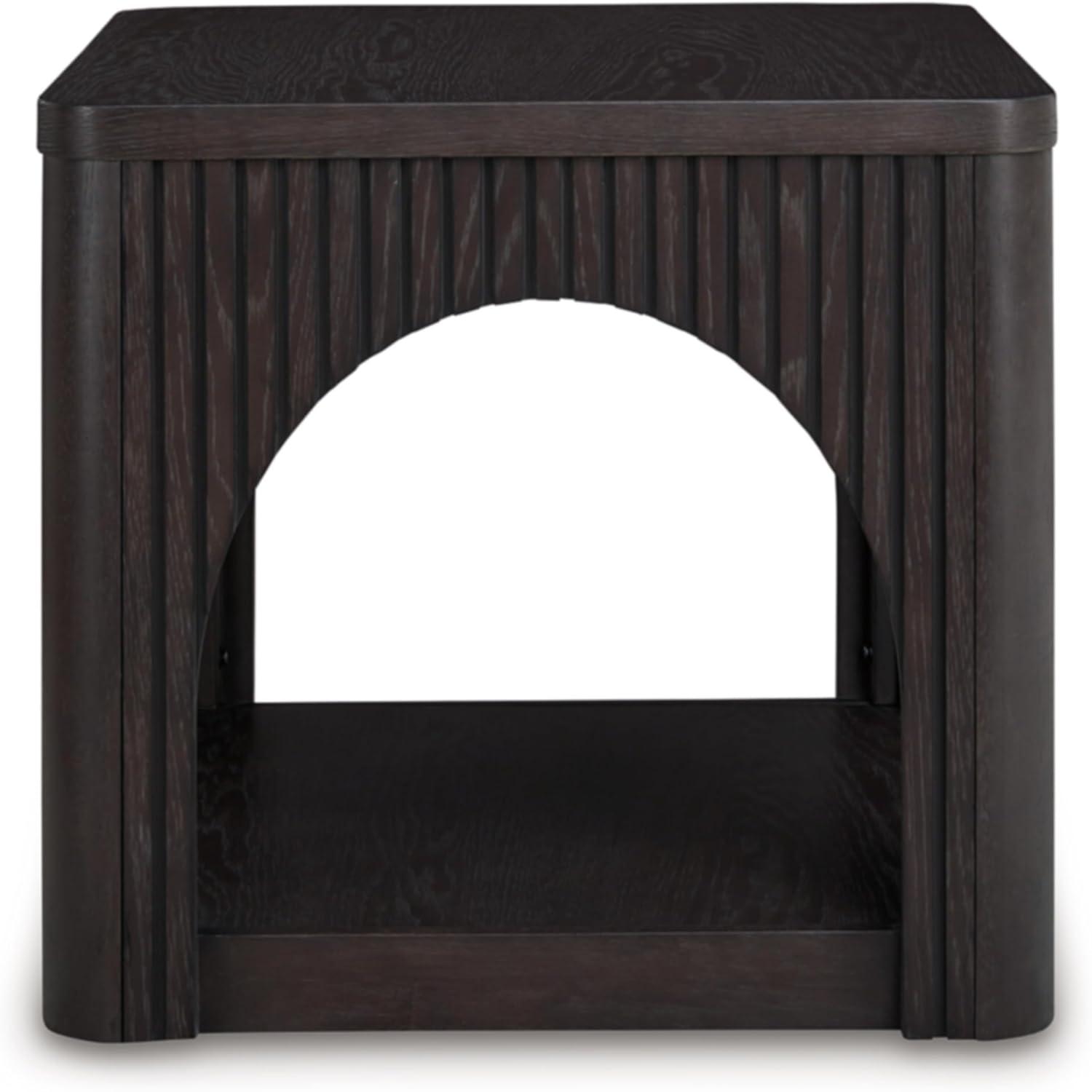 Benjara Yini Square Side End Table, Lattice, Arch Design, 24 Inch Black Wood