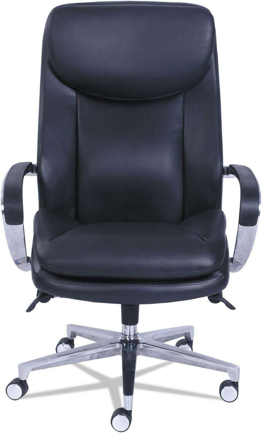 La-Z-Boy Commercial 2000 Big/Tall Executive Chair, Lumbar, Supports 400 lb, 20.25" to 23.25" Seat Height, Black Seat/Back, Silver Base