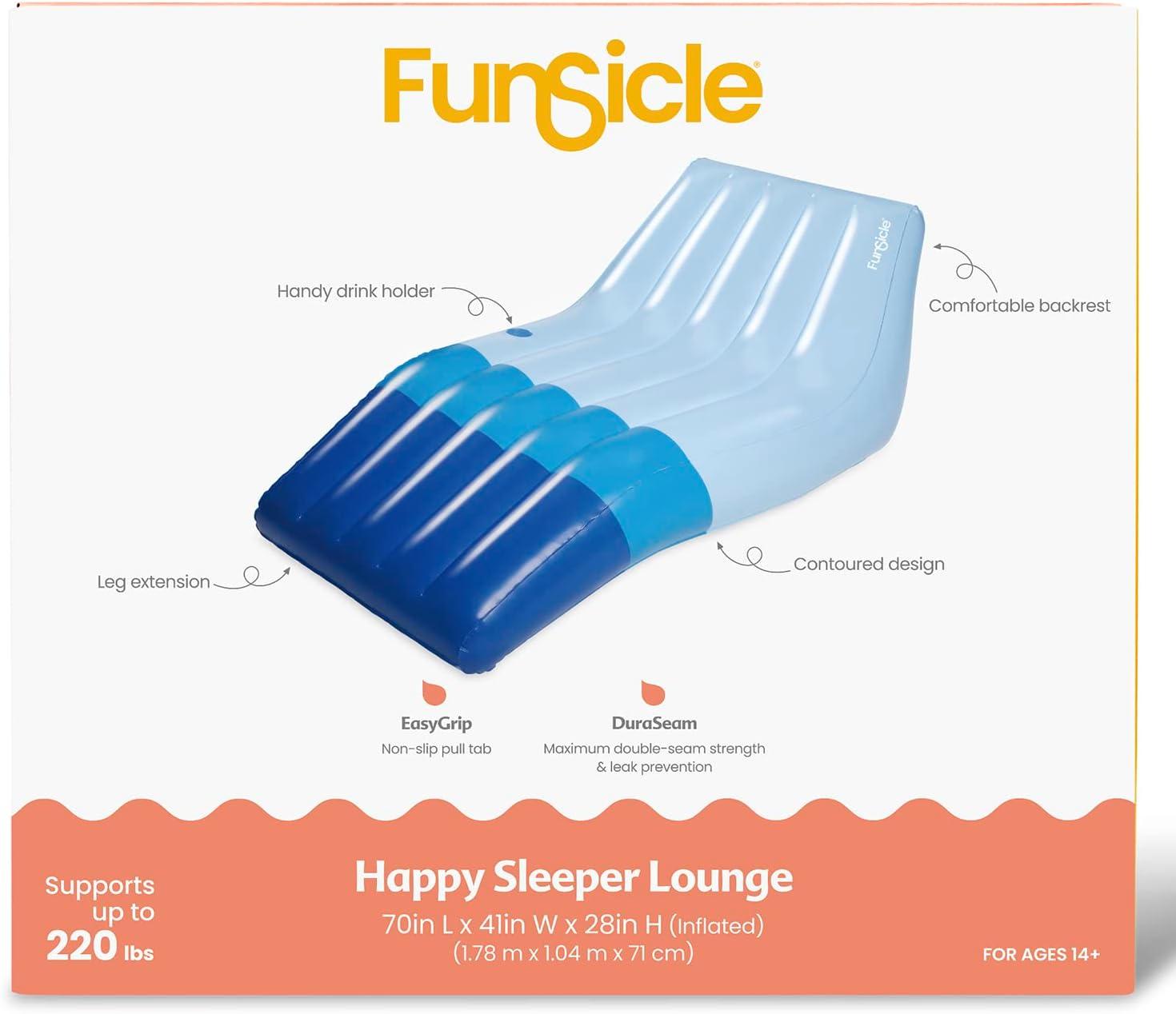 Blue and Light Blue Inflatable Floating Lounge with Cup Holder