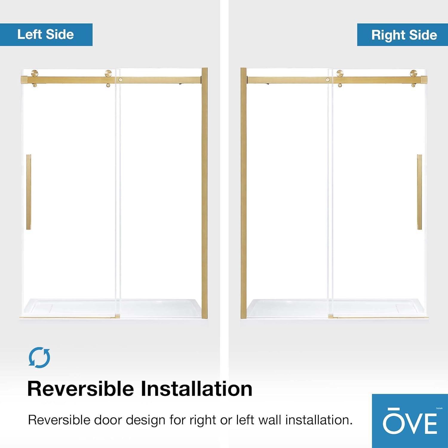 OVE Decors Bel Soft Close Gold 58-in to 60-in x 78.75-in Frameless Sliding Soft Close Shower Door