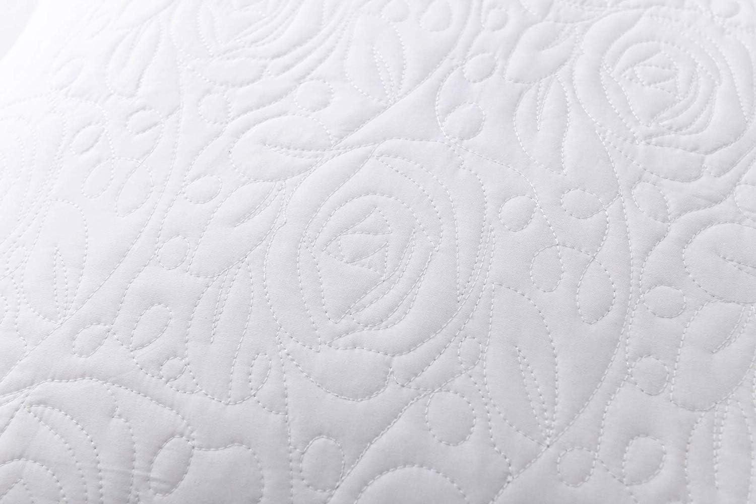 White Embroidered Cotton Euro Sham Covers, 26 x 26 Inch