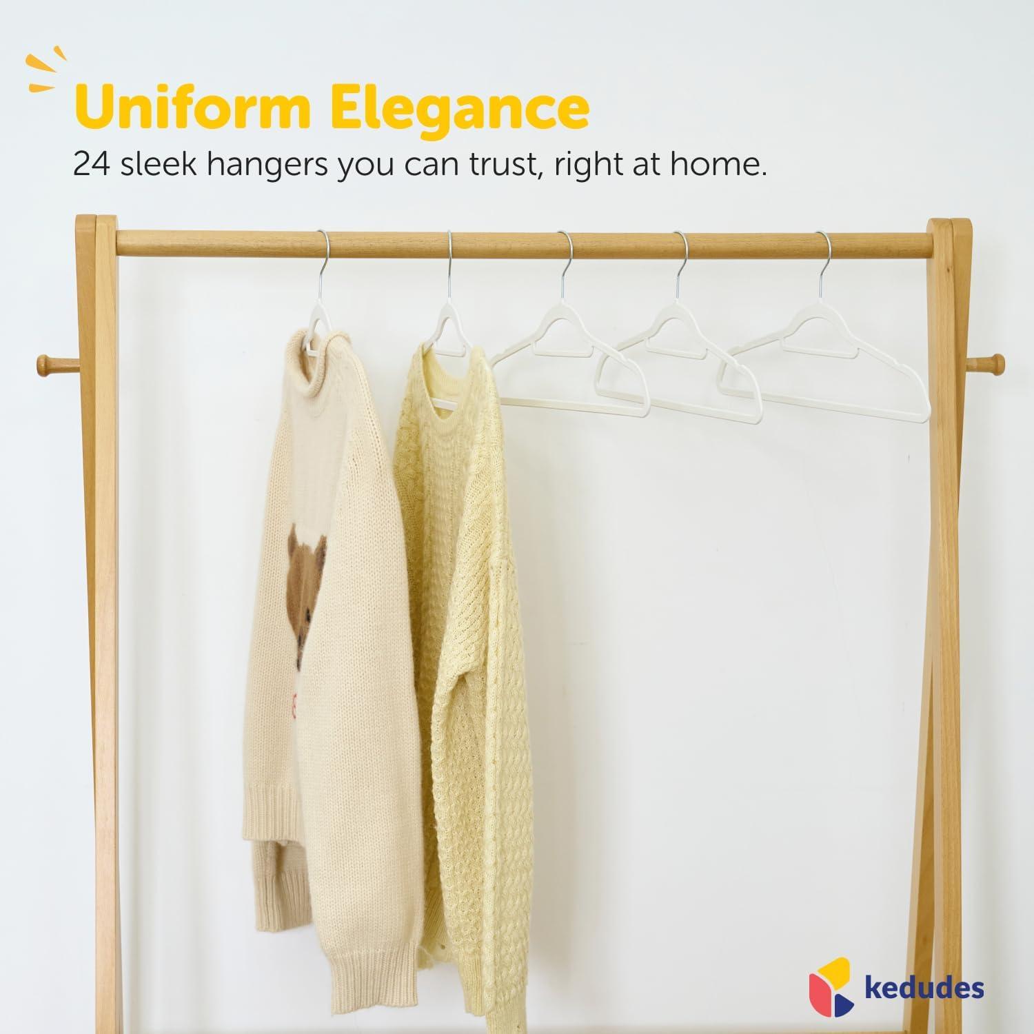 Hangorize USA-Made Heavy Duty Plastic Hangers, White - Pack of 24 Clothes Hangers with Hook for Scarves, Belts, Straps - Clothing, Suit, and Coat Hangers for Everyday Use