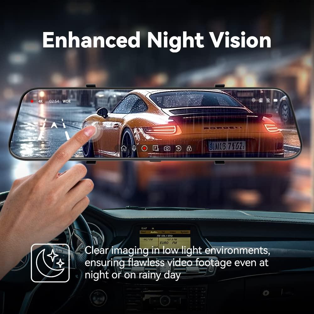 ARMIJU P12 Pro 4K Mirror Dash Cam 12 Inch Rear View Camera with ADAS BSD Voice Control Night Vision Parking Monitoring 32GB Memory Card | Wayfair