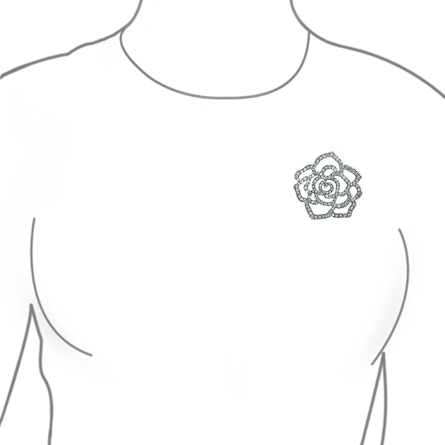 Rhinestone Rose Brooch Pin for Women Girls Fashion Crystal Big Blossom Flower Brooch Lapel Pins Elegant Dress Accessories Jewelry Boutonniere Corsage for Hat Bag Suit Tie Gift Wedding Holiday