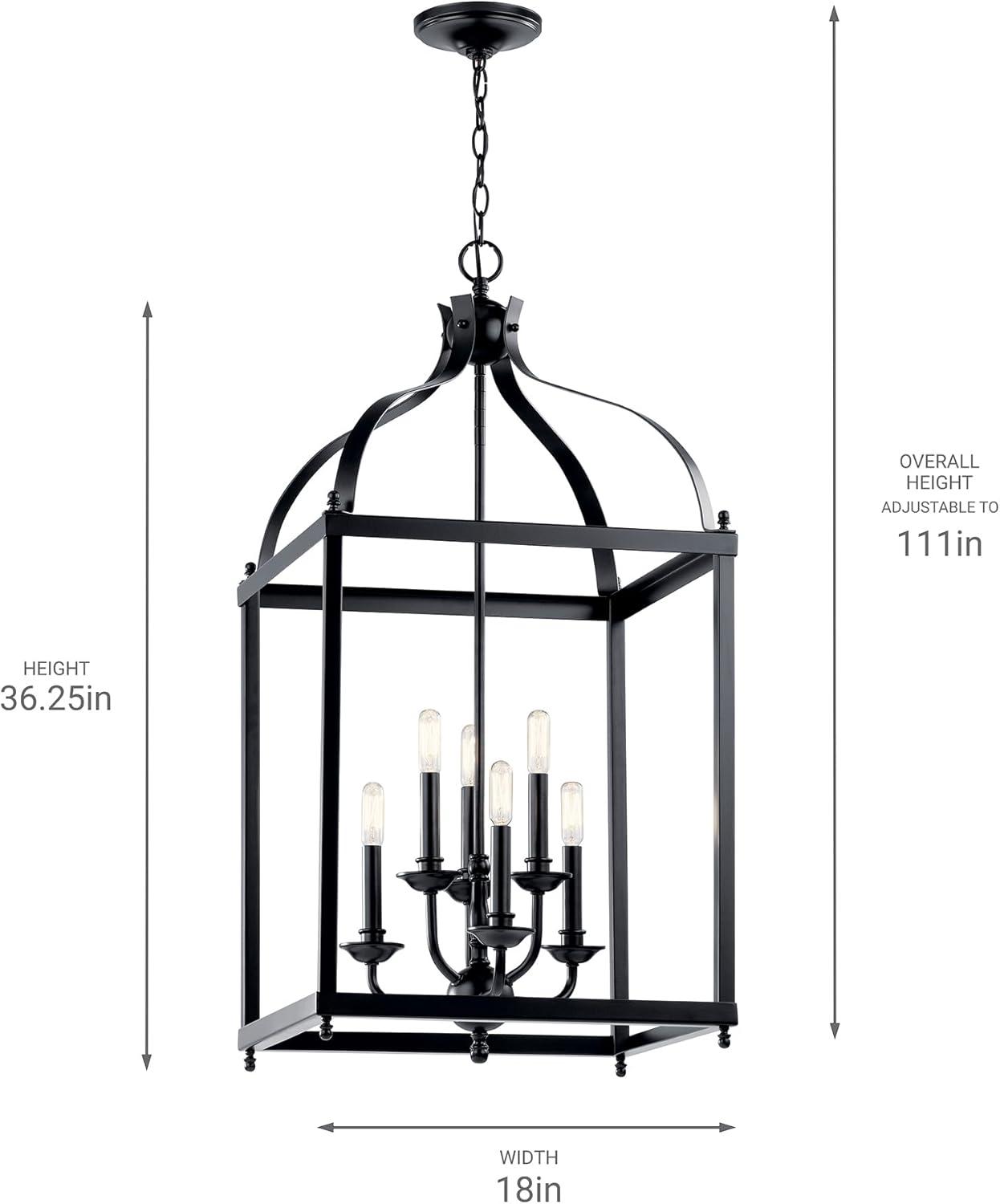 Larkin 18" Black Steel Cage 6-Light Modern Chandelier