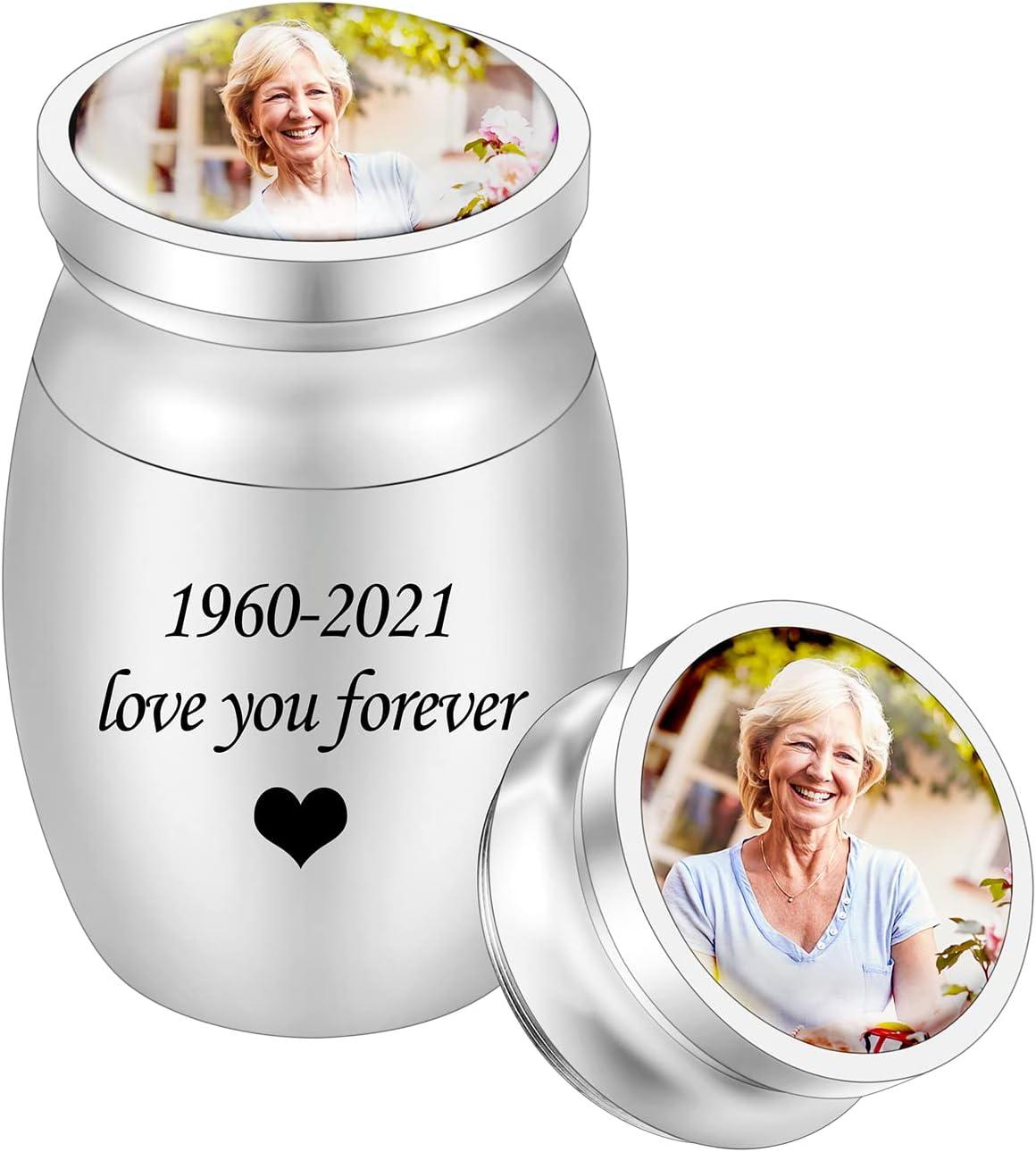 Small Keepsake Urn for Dad Mini Cremation Urns Decorative Memorial Funeral Ashes Holder Silver Engraved Stainless Steel Container for Dad Father 1.57 x 1.18 Inch-My Dad My Hero My Angel