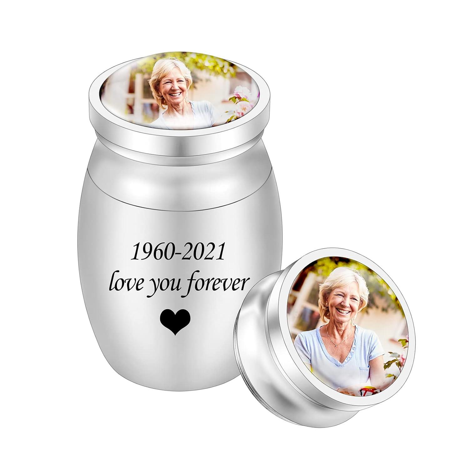 Small Keepsake Urn for Dad Mini Cremation Urns Decorative Memorial Funeral Ashes Holder Silver Engraved Stainless Steel Container for Dad Father 1.57 x 1.18 Inch-My Dad My Hero My Angel