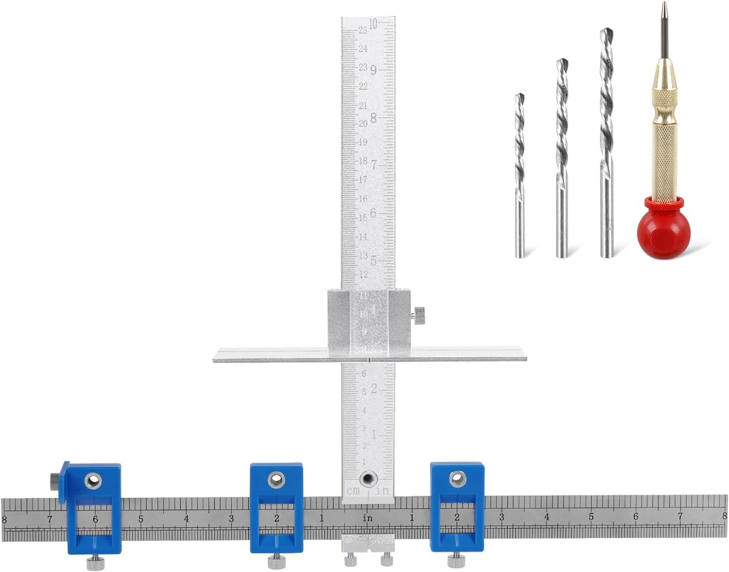 AQITTI Cabinet Hardware Punch Locator Drill Wood Drilling Dowelling for Installation of Handles Knobs on Doors and Drawer Cabinet Template tool for Handles and Pulls