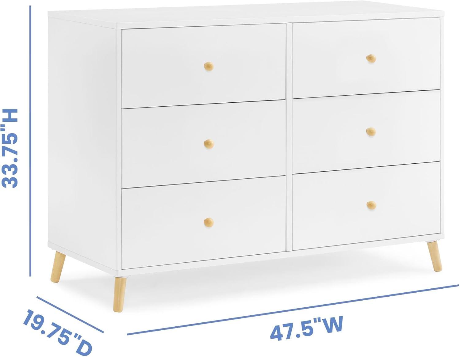 Delta Children Essex 6 Drawer Dresser, Bianca White/Natural