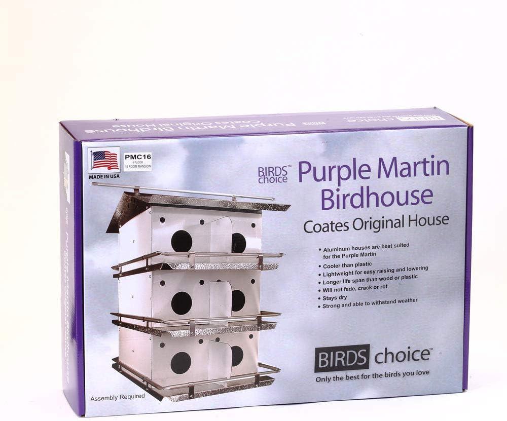 Birds Choice Birds Choice Large Coates Original 4-Level, 16-Suite Purple Martin Bird House, White/Grey