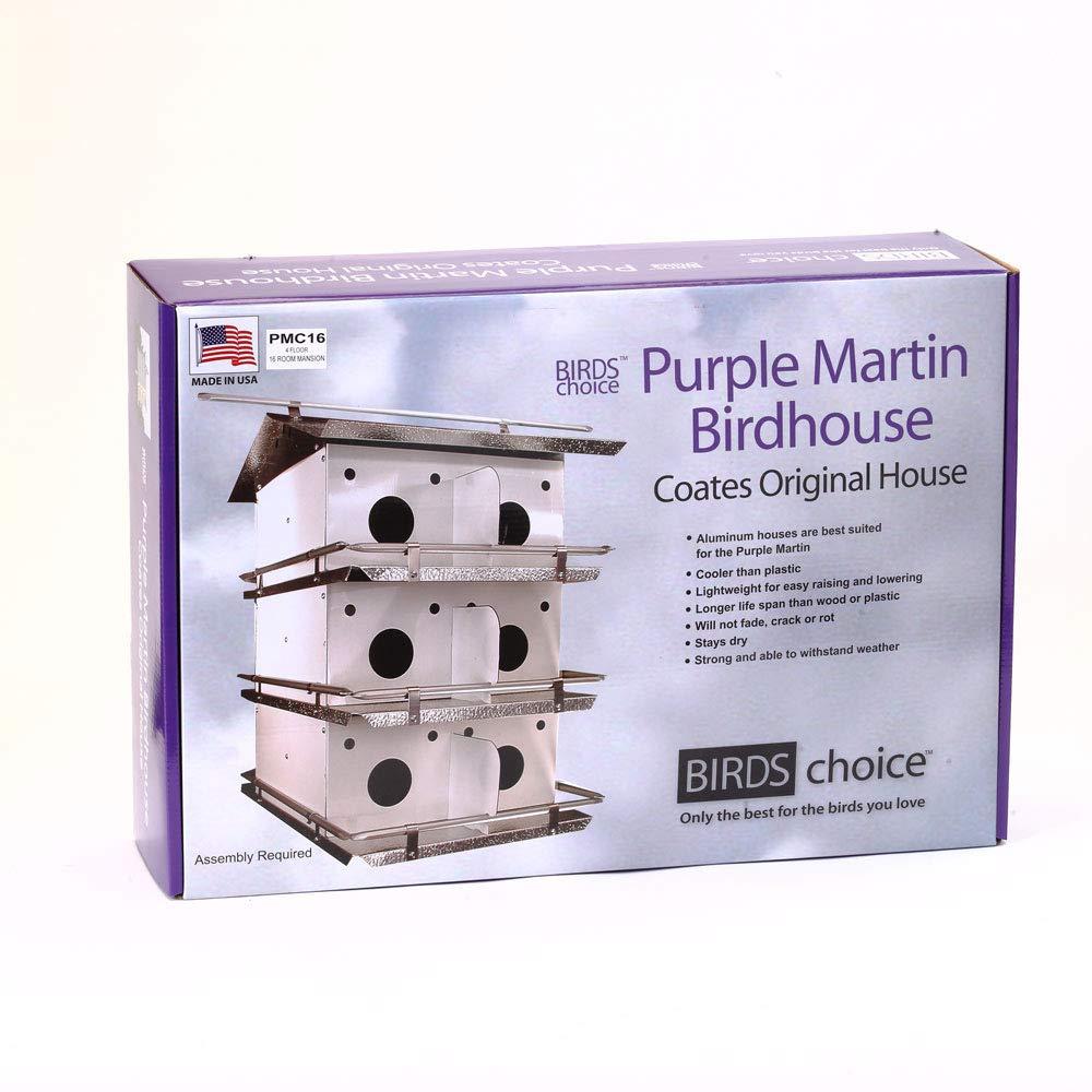 Birds Choice Birds Choice Large Coates Original 4-Level, 16-Suite Purple Martin Bird House, White/Grey