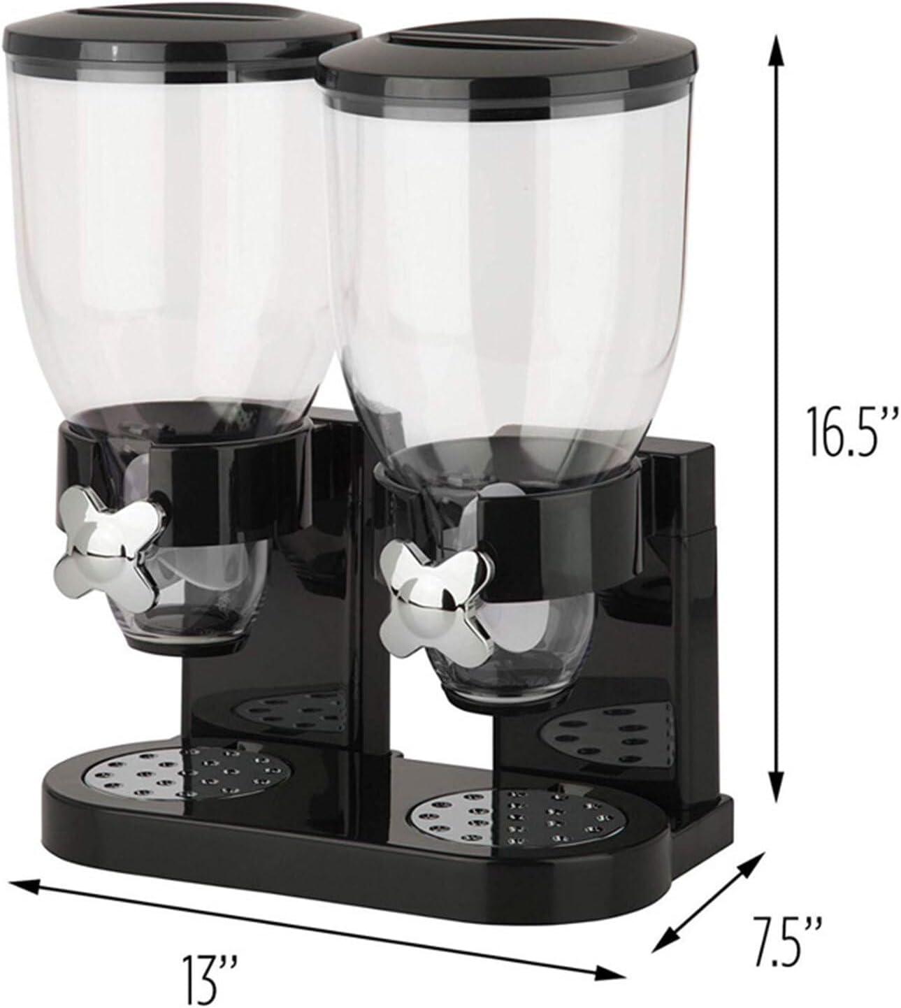 Dual Cereal Dispensers 2L Capacity Each, Storage Countertop Cereal Containers, Dry Food Dispenser with Dual Control, for Nuts Rice Granola