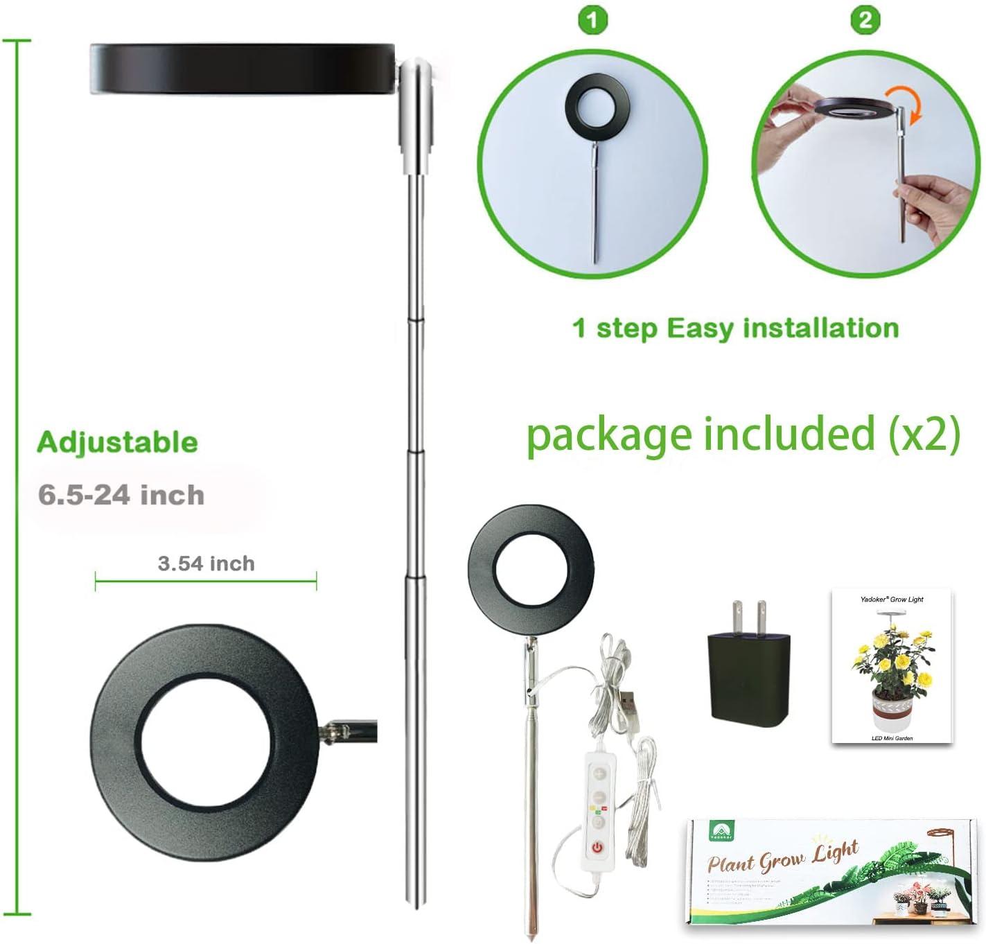 UNIVERSAL WINDOW SOLUTIONS Plant Grow Light, LED Growing Light Full Spectrum For Indoor Plants,Height Adjustable, Automatic Timer, 5V Low Safe Voltage,Idea For Small Plant Light