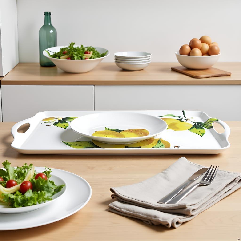 Reston Lloyd Multi-Purpose 18" Rectangle Melamine Plastic Handled Tray